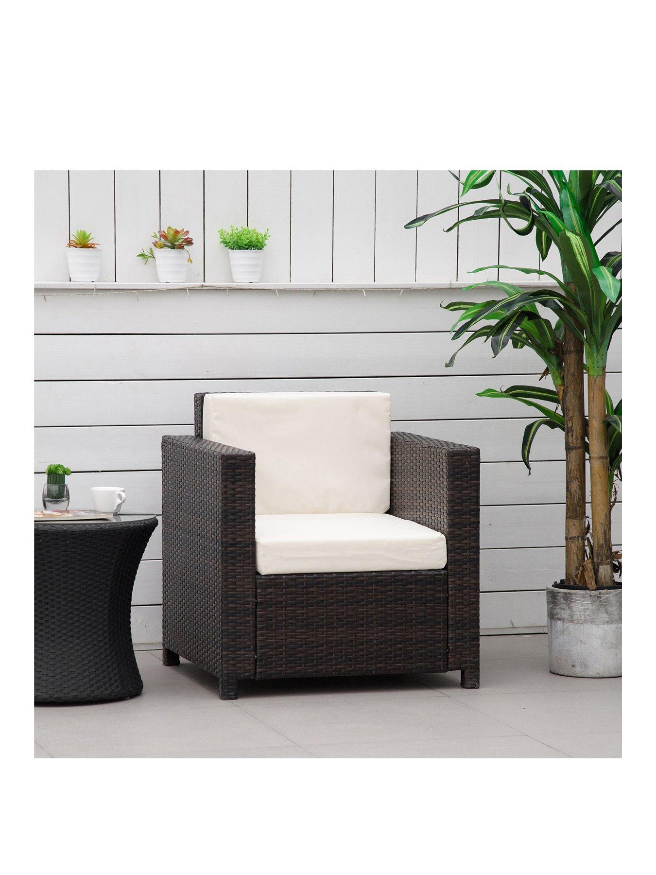 Image 2 of 6 of OutSunny Single Seater Rattan Chair with Cushion, Brown