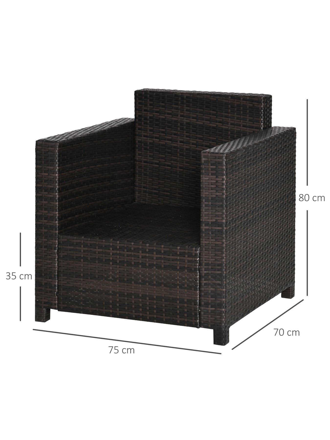 Image 3 of 6 of OutSunny Single Seater Rattan Chair with Cushion, Brown