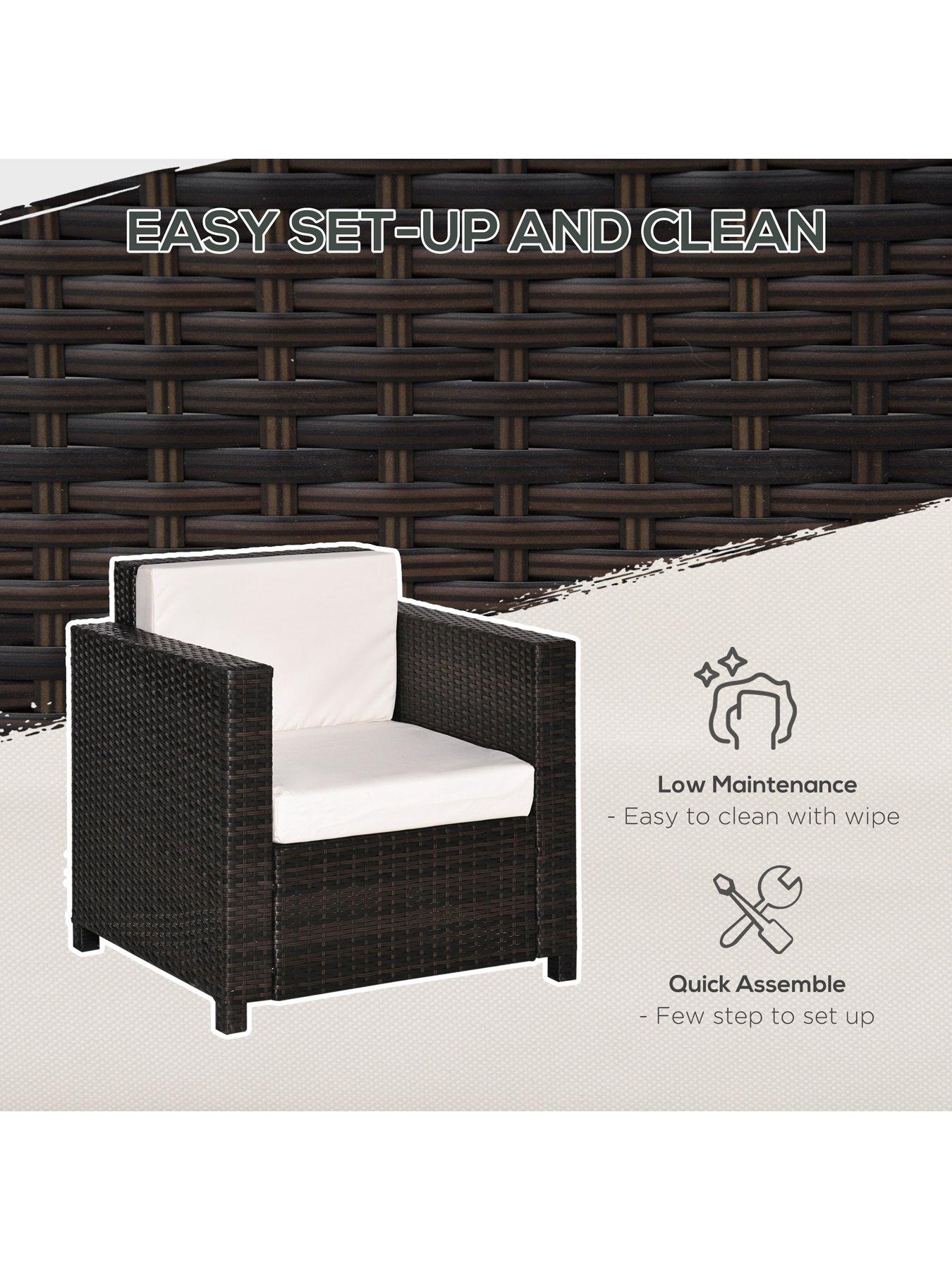 Image 5 of 6 of OutSunny Single Seater Rattan Chair with Cushion, Brown