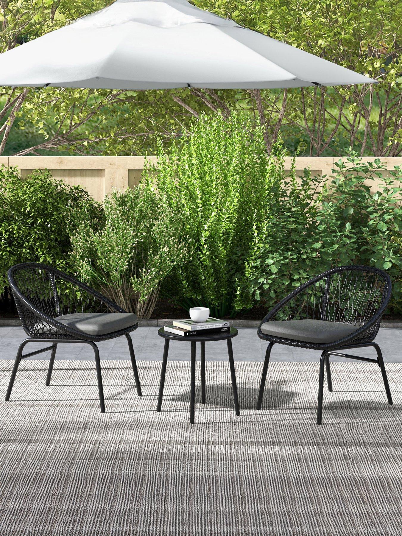 undefined 3 Pieces Rattan Bistro Set, Black