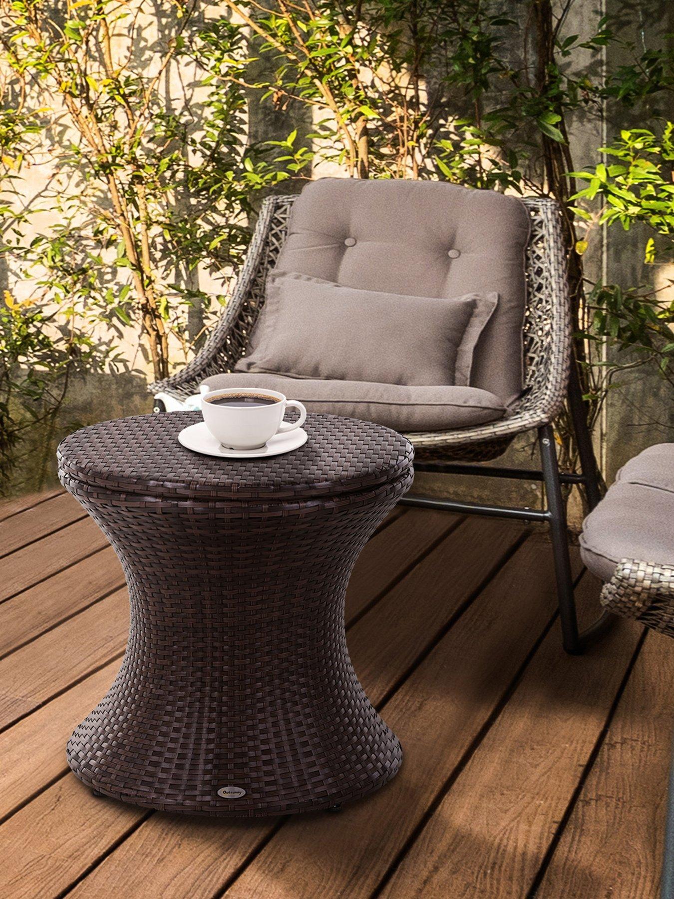 undefined PE Rattan Ice Bucket Table, Brown