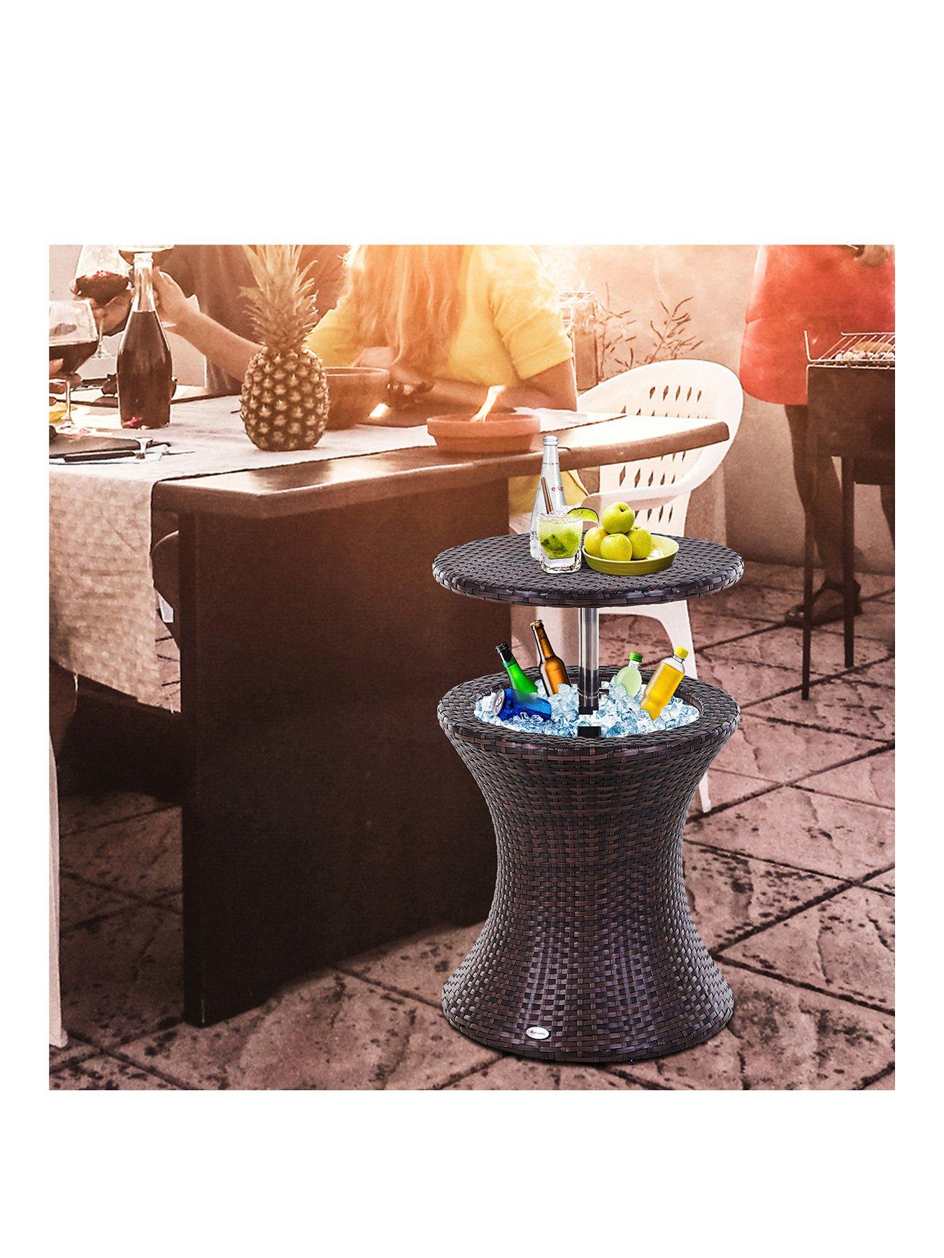 Image 2 of 7 of OutSunny PE Rattan Ice Bucket Table, Brown