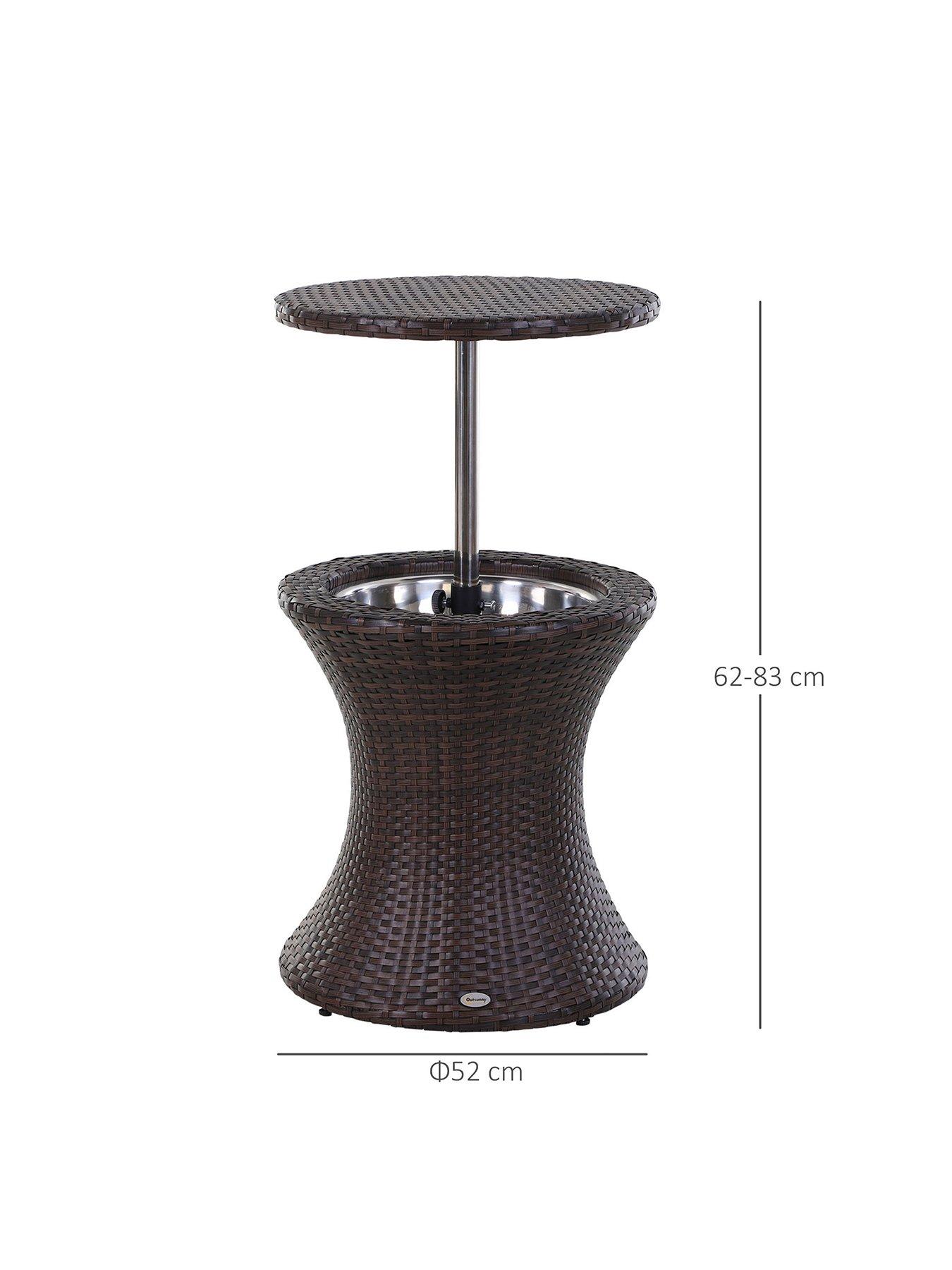 Image 3 of 7 of OutSunny PE Rattan Ice Bucket Table, Brown