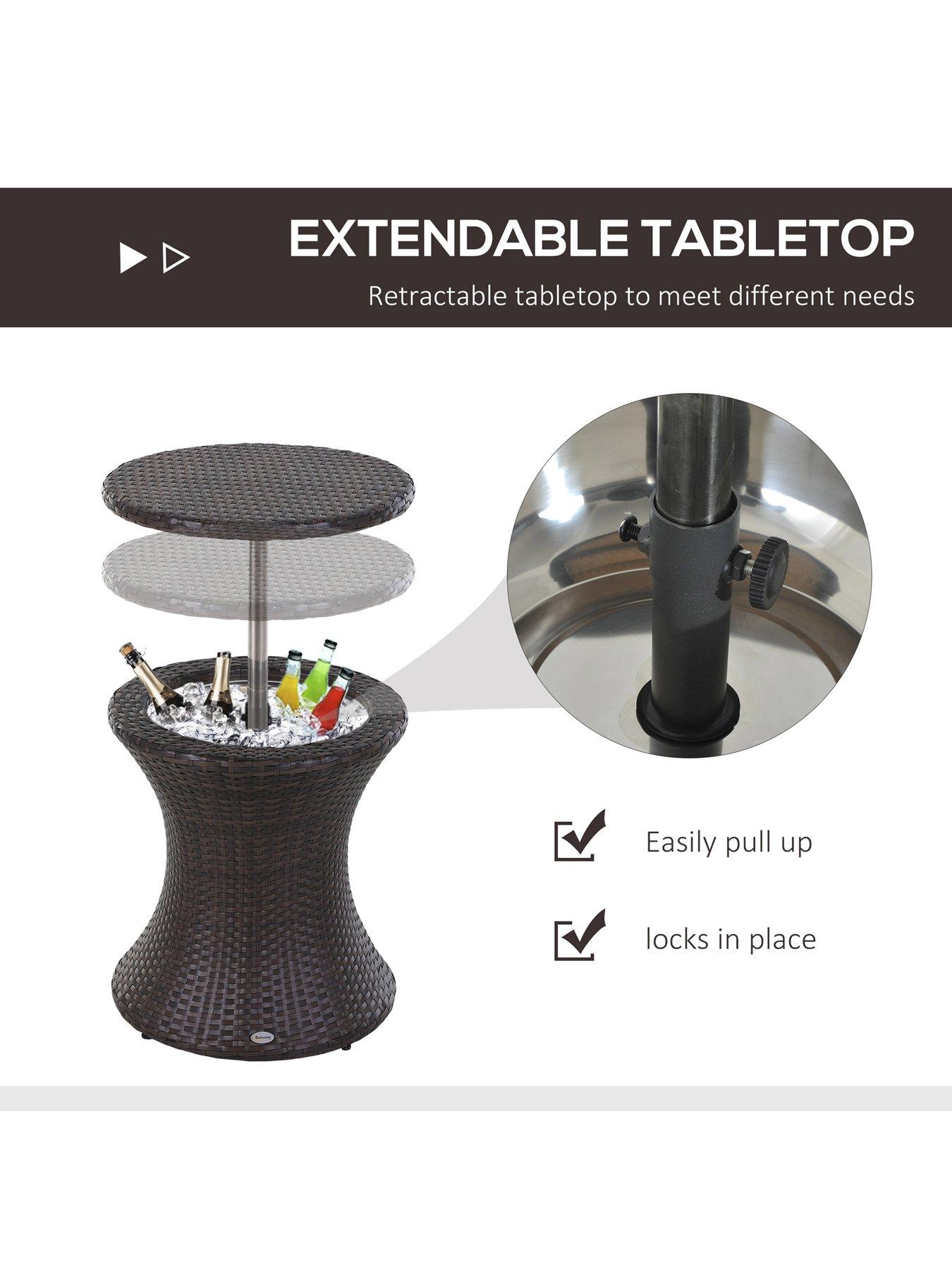 Image 4 of 7 of OutSunny PE Rattan Ice Bucket Table, Brown