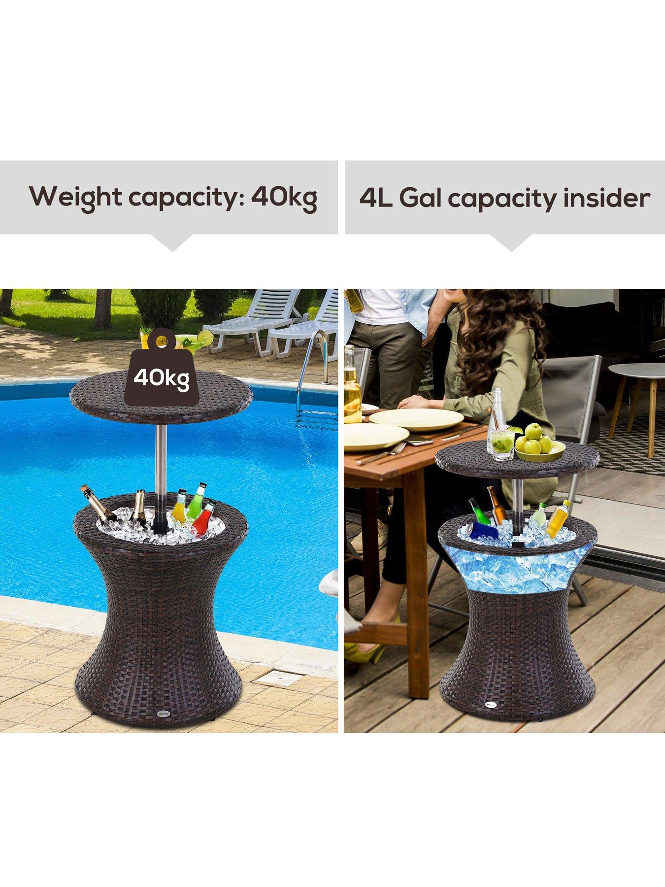 Image 5 of 7 of OutSunny PE Rattan Ice Bucket Table, Brown