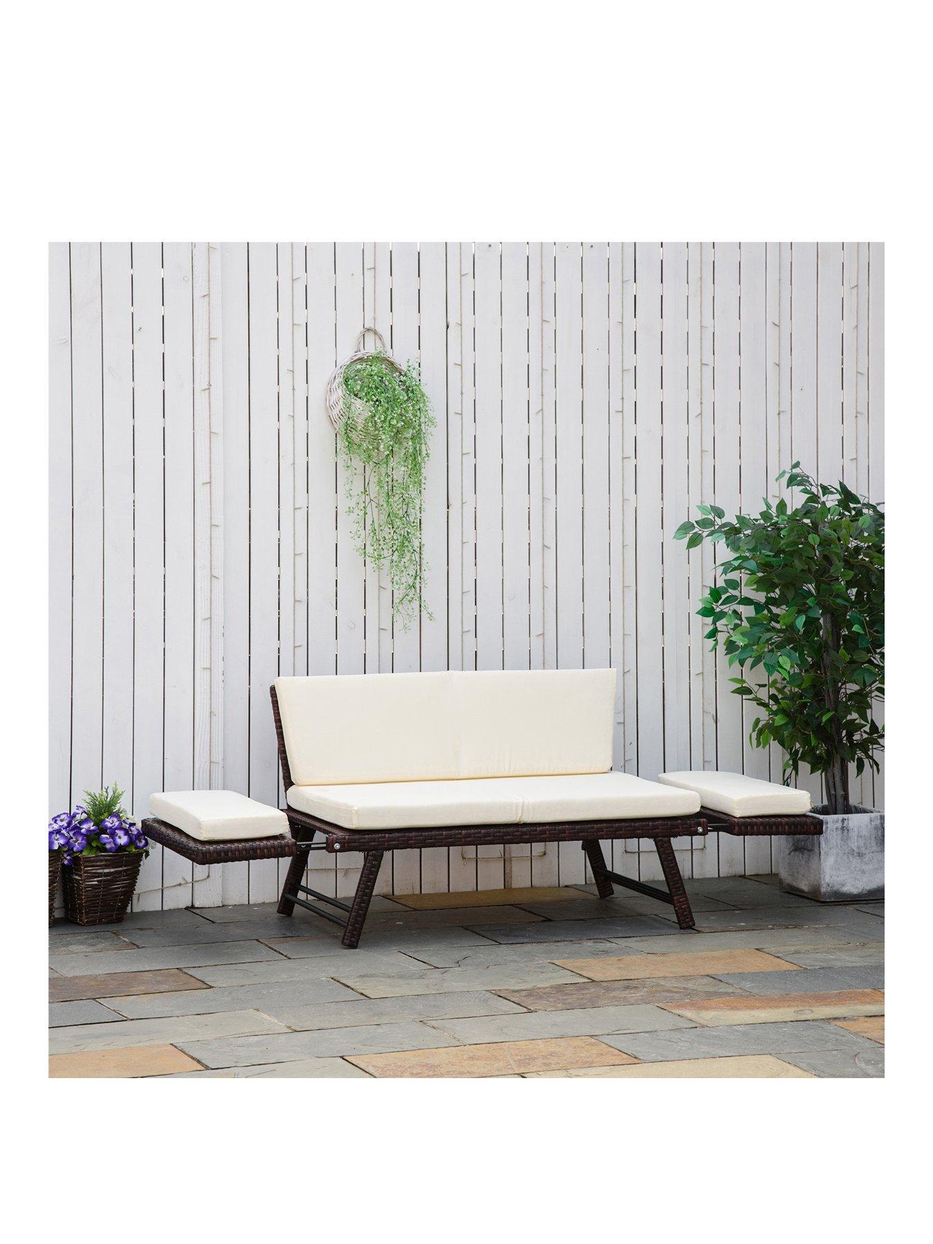 Image 2 of 7 of OutSunny 2 Seater Rattan Sofa with Cushions, Brown