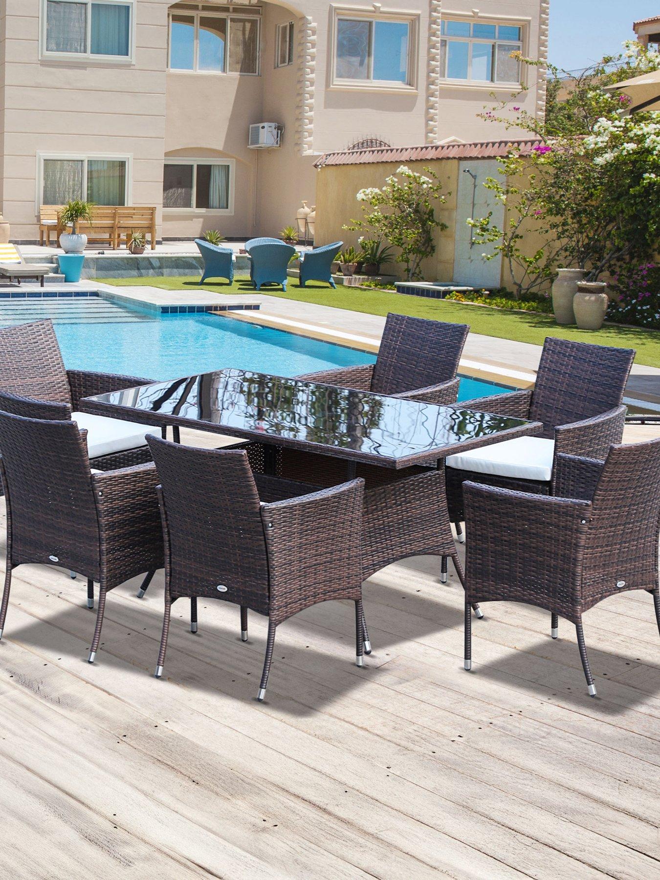 undefined Rattan Garden Furniture Dining Set 6-seater Brown