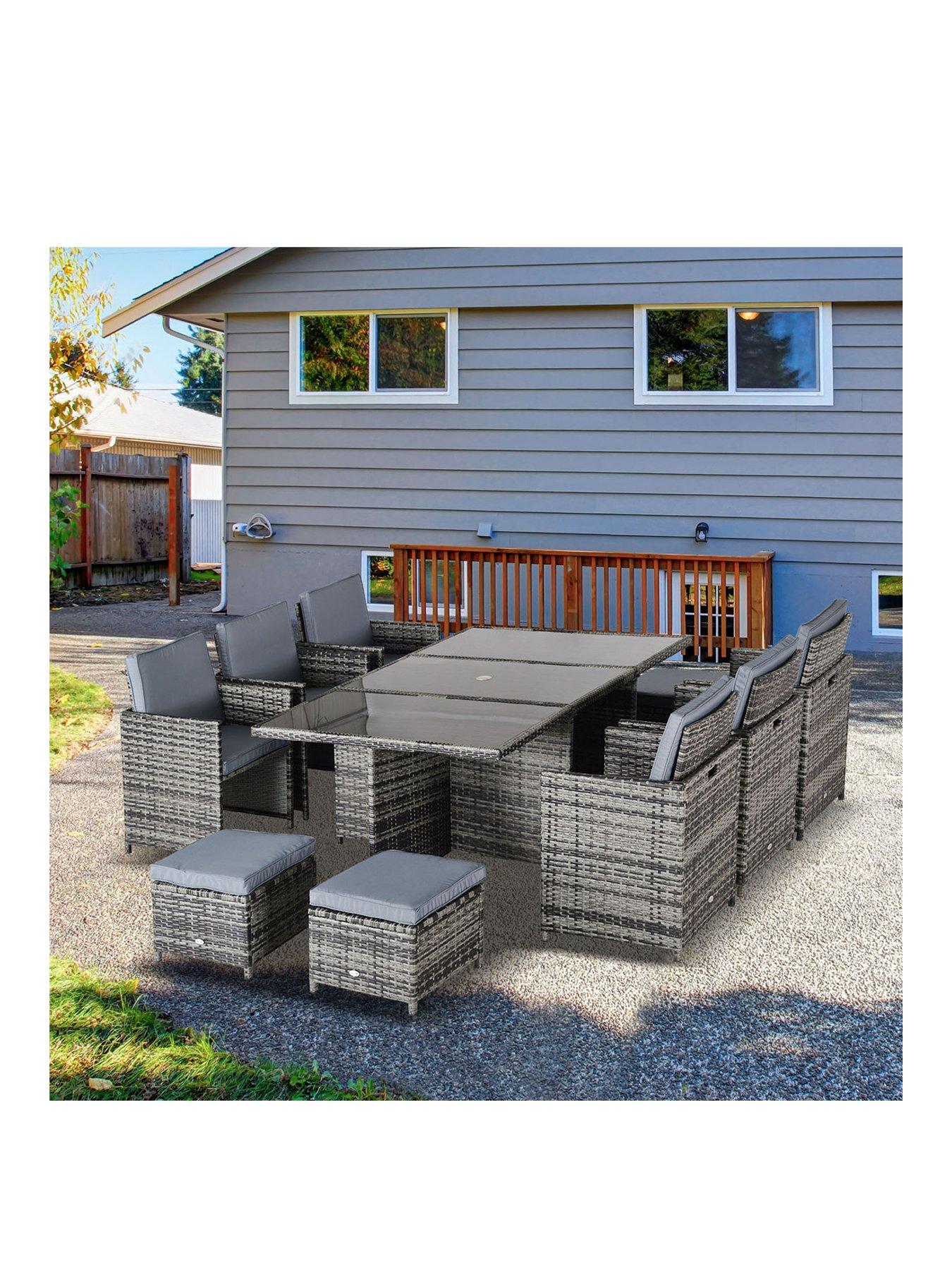 Image 2 of 7 of OutSunny 10 Seater Rattan Cube Garden Furniture Set Grey
