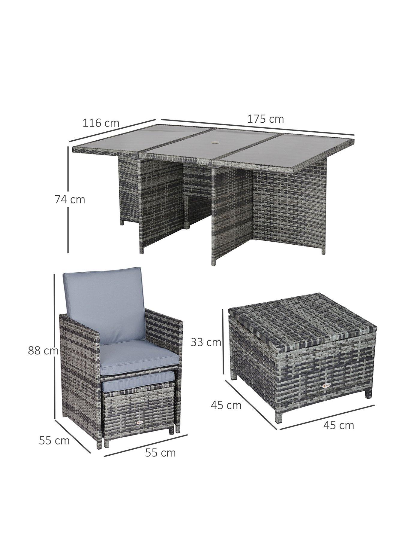 Image 3 of 7 of OutSunny 10 Seater Rattan Cube Garden Furniture Set Grey