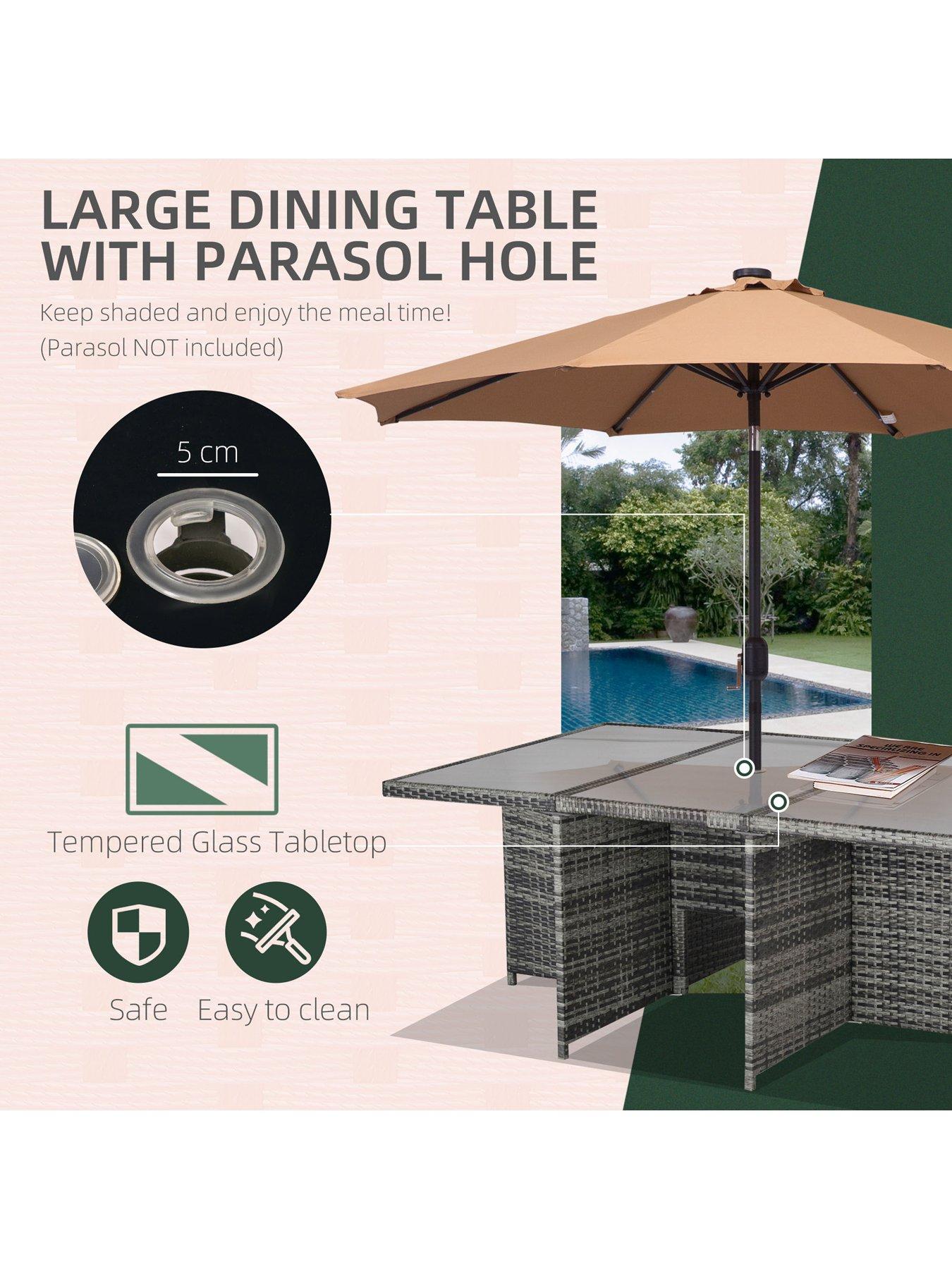 Image 4 of 7 of OutSunny 10 Seater Rattan Cube Garden Furniture Set Grey