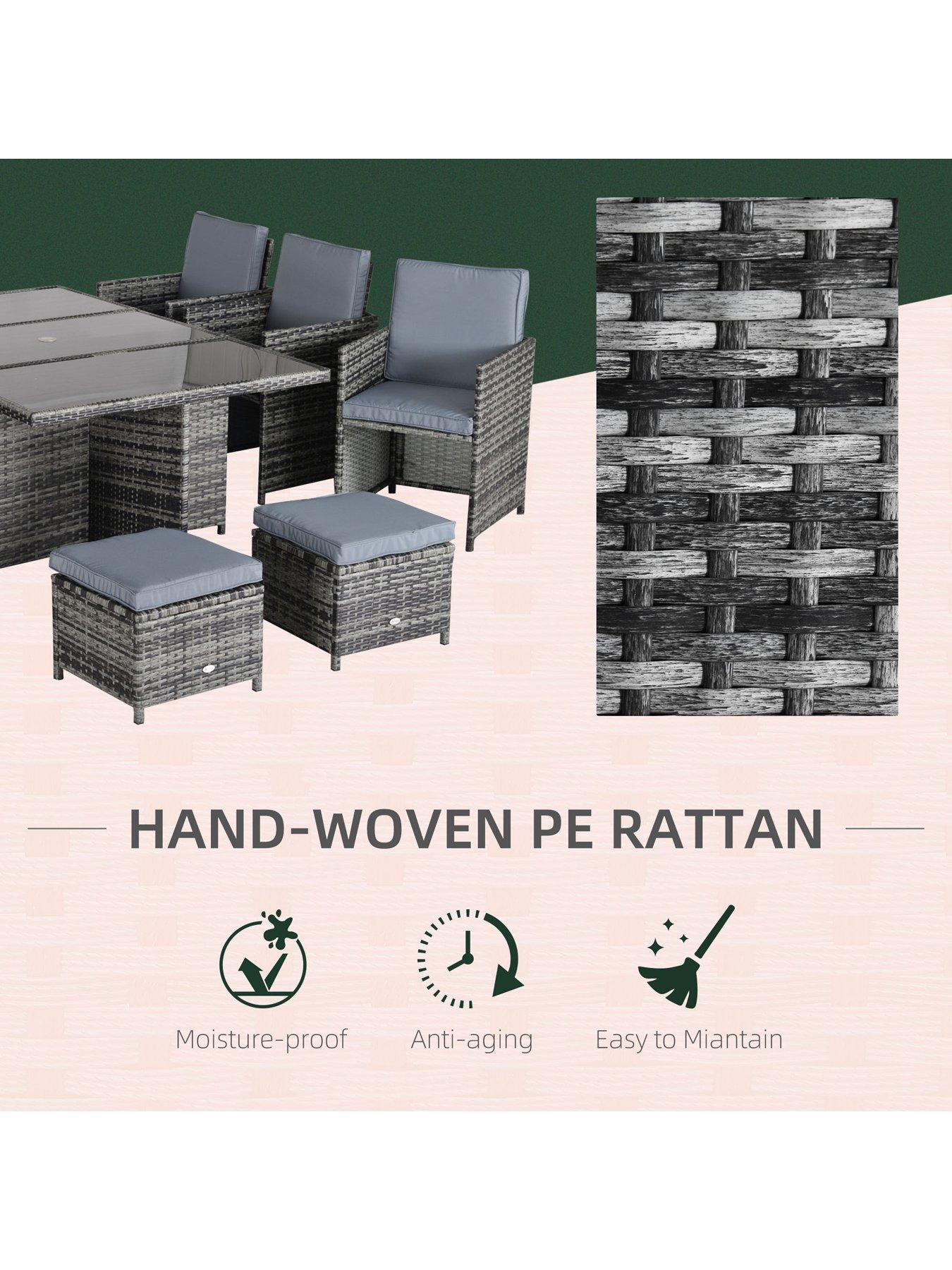 Image 6 of 7 of OutSunny 10 Seater Rattan Cube Garden Furniture Set Grey