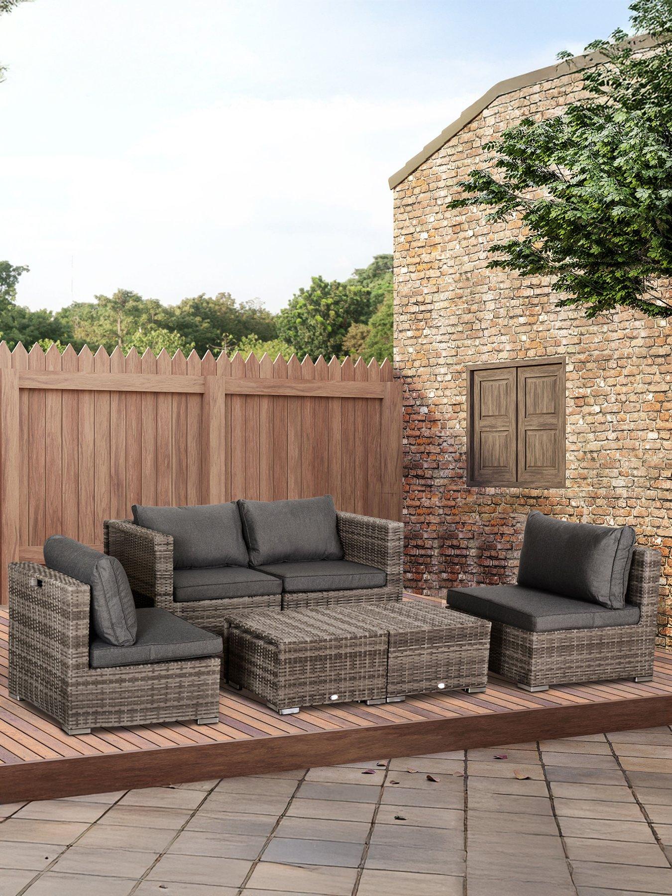 undefined 8 Pieces PE Rattan Sofa Set with Cushions, Grey