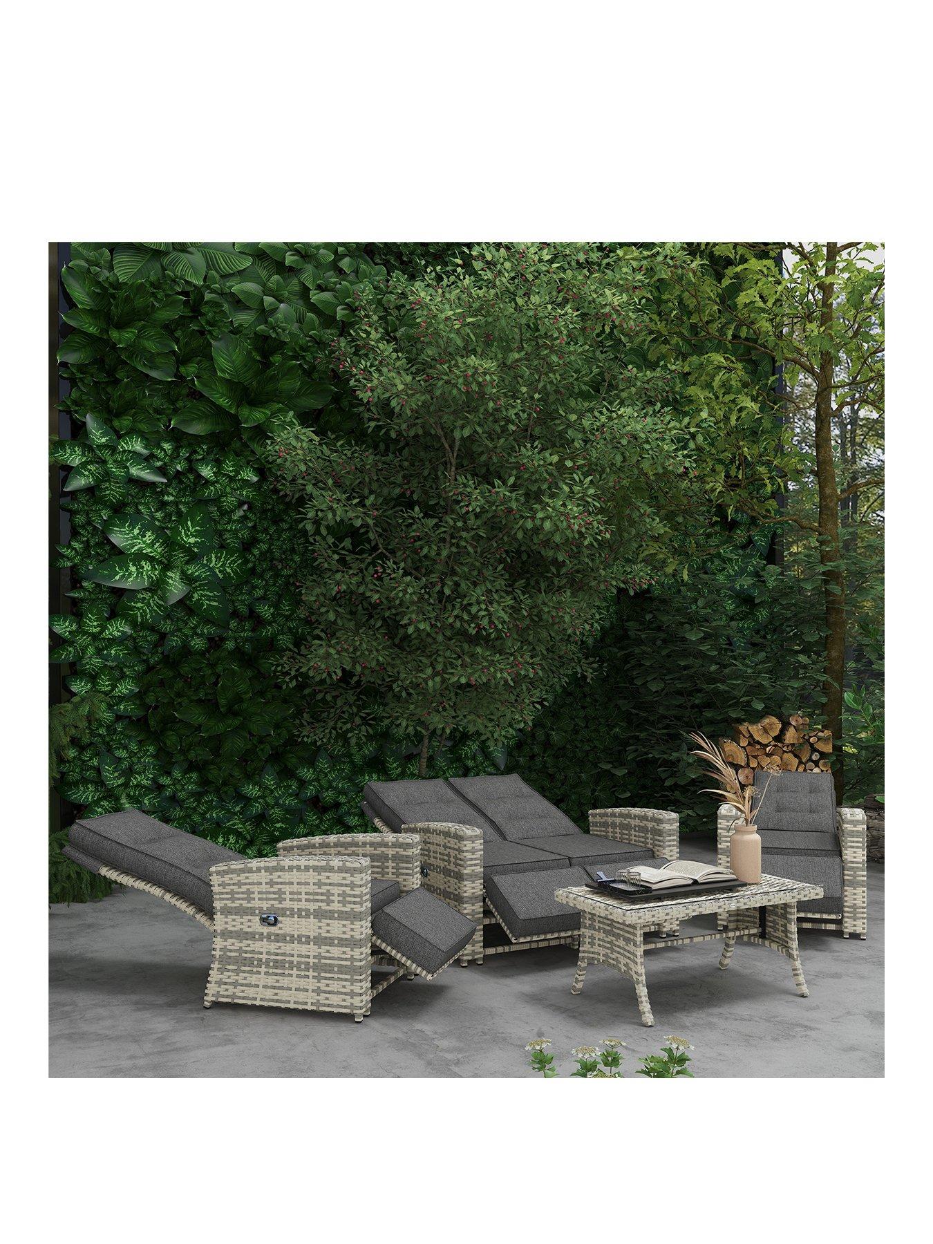Image 2 of 7 of OutSunny 4 Piece Rattan Garden Furniture Set, Light Grey