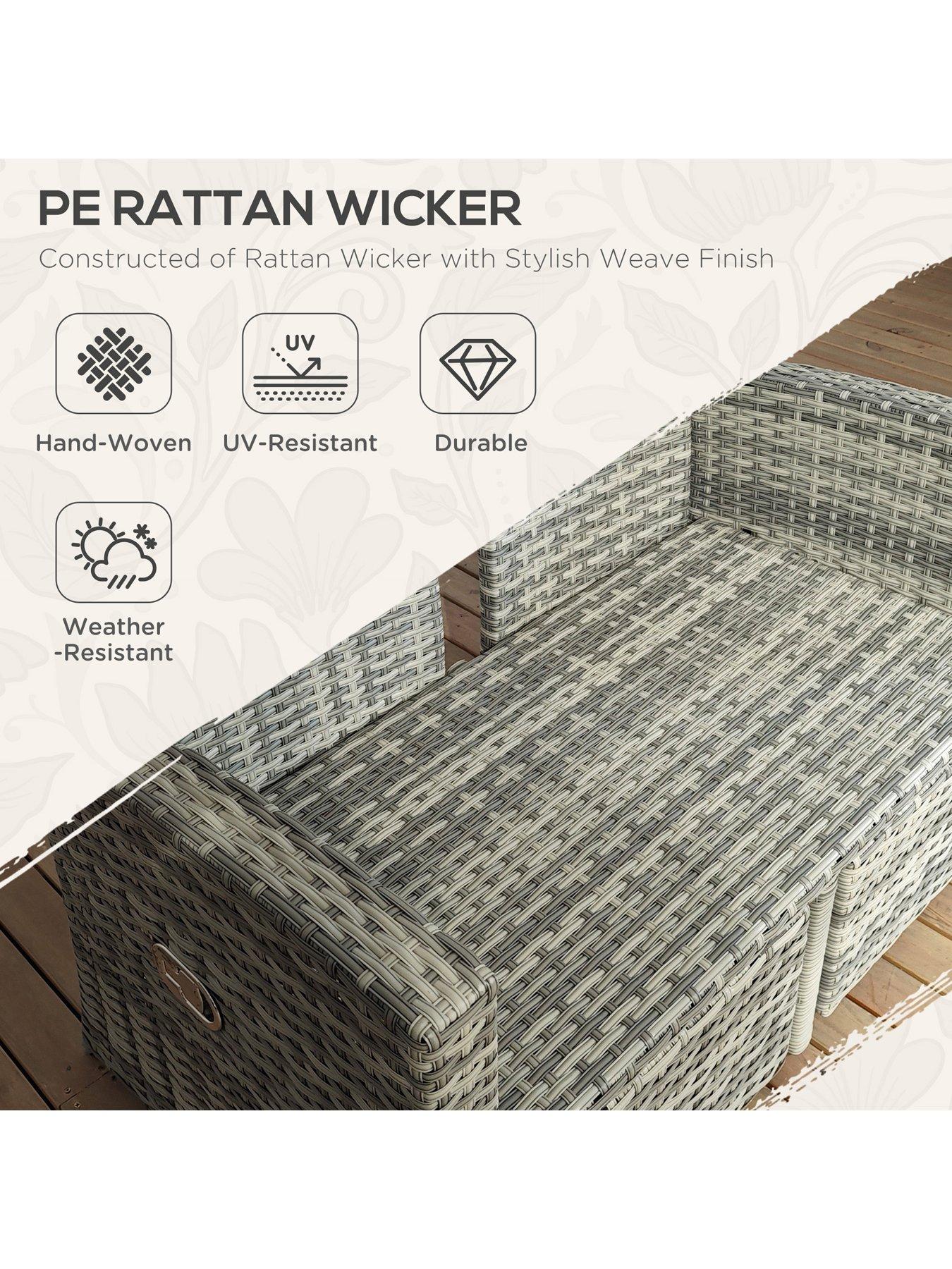 Image 4 of 7 of OutSunny 4 Piece Rattan Garden Furniture Set, Light Grey
