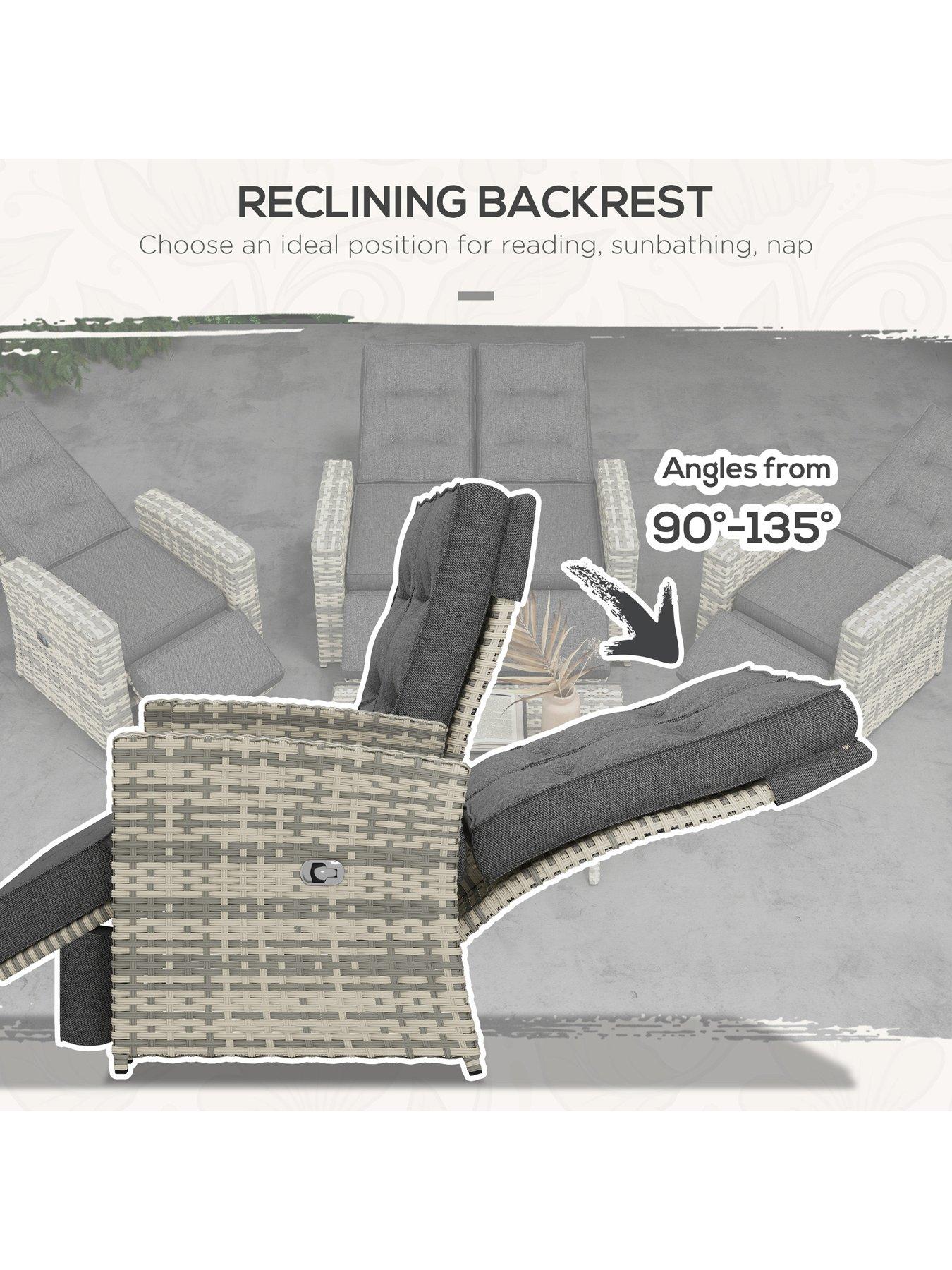 Image 5 of 7 of OutSunny 4 Piece Rattan Garden Furniture Set, Light Grey