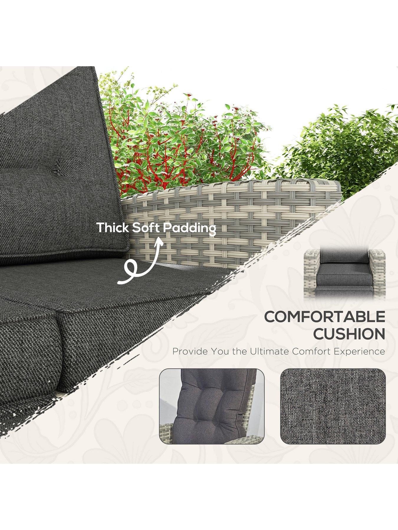 Image 7 of 7 of OutSunny 4 Piece Rattan Garden Furniture Set, Light Grey