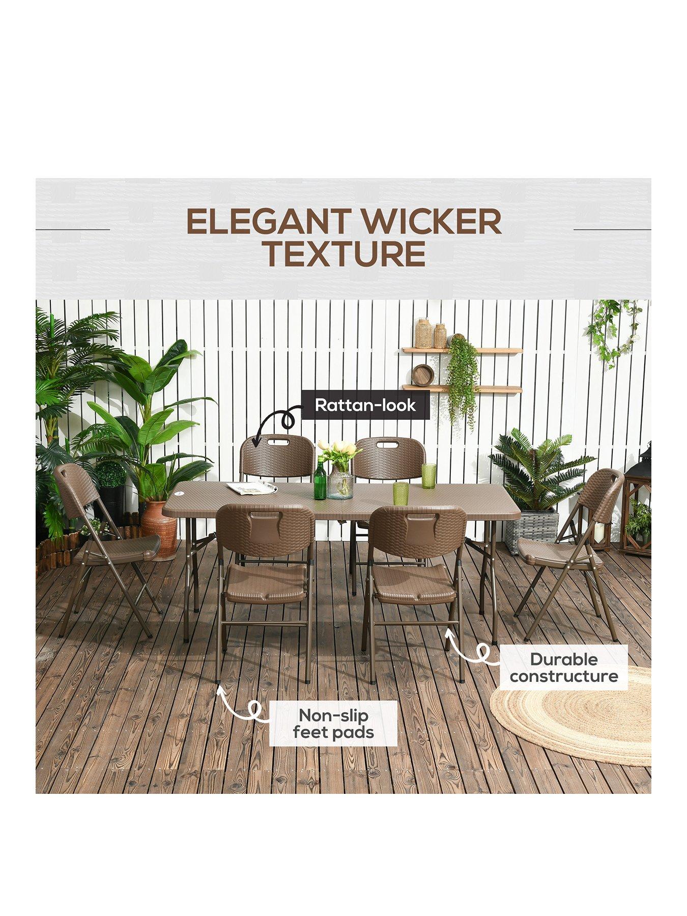Image 3 of 7 of OutSunny 6 Seater Rattan Dining Set, Dark Brown
