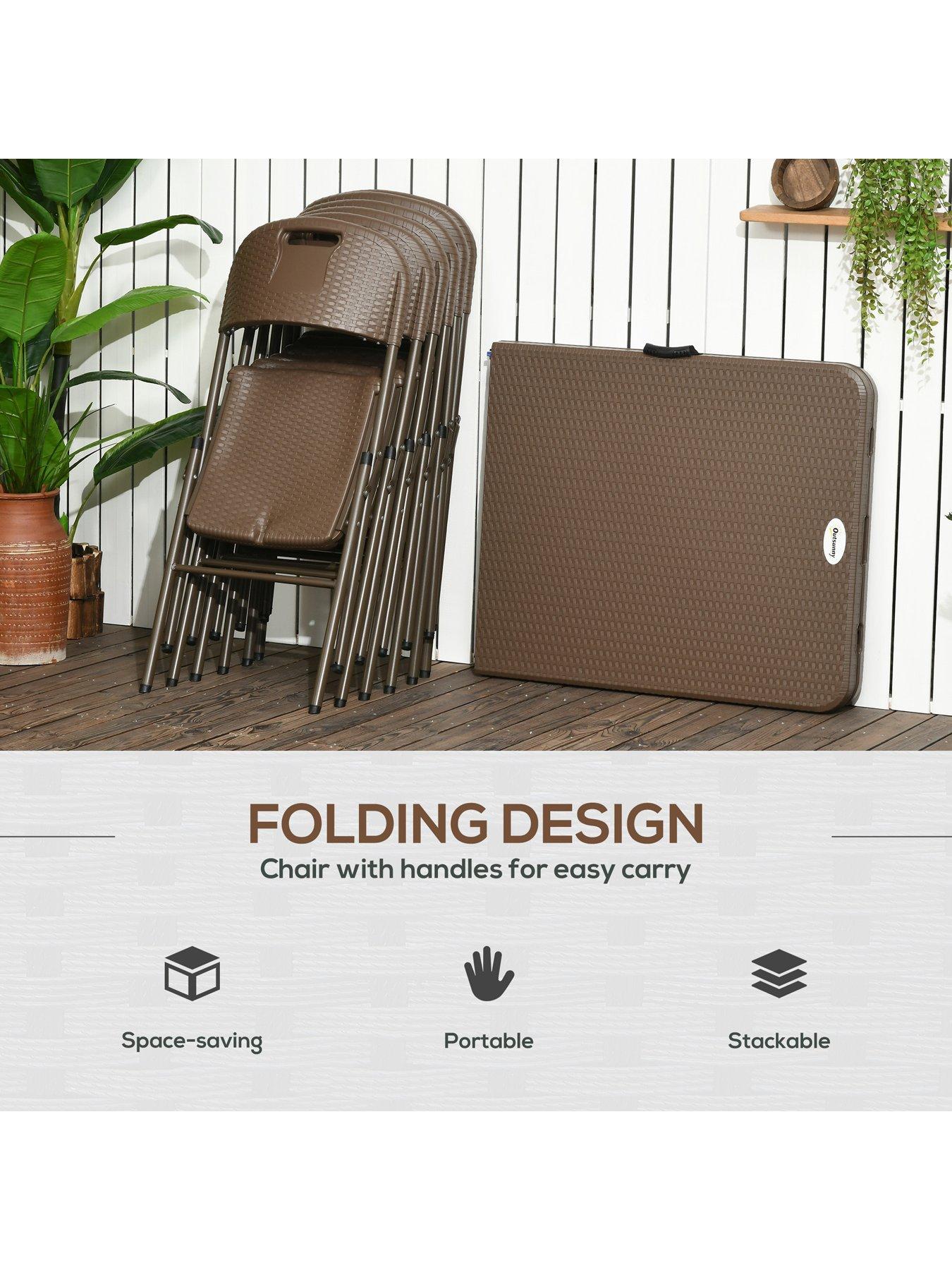 Image 4 of 7 of OutSunny 6 Seater Rattan Dining Set, Dark Brown