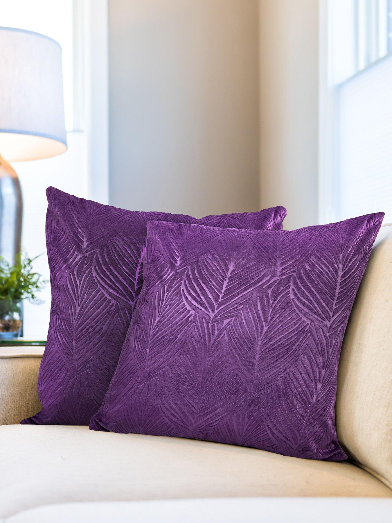 Image 1 of 2 of The Very Collection Leaf Embossed Velvet Filled Cushion 43x43cm