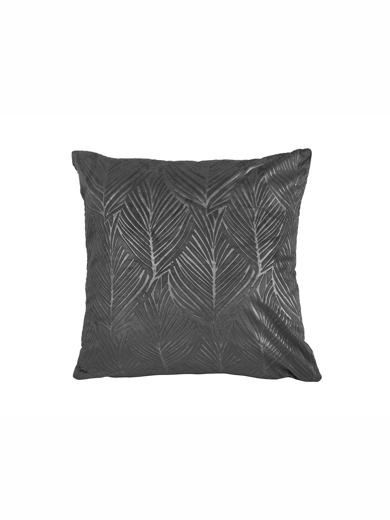 Leaf Embossed Velvet Filled Cushion 43x43cm