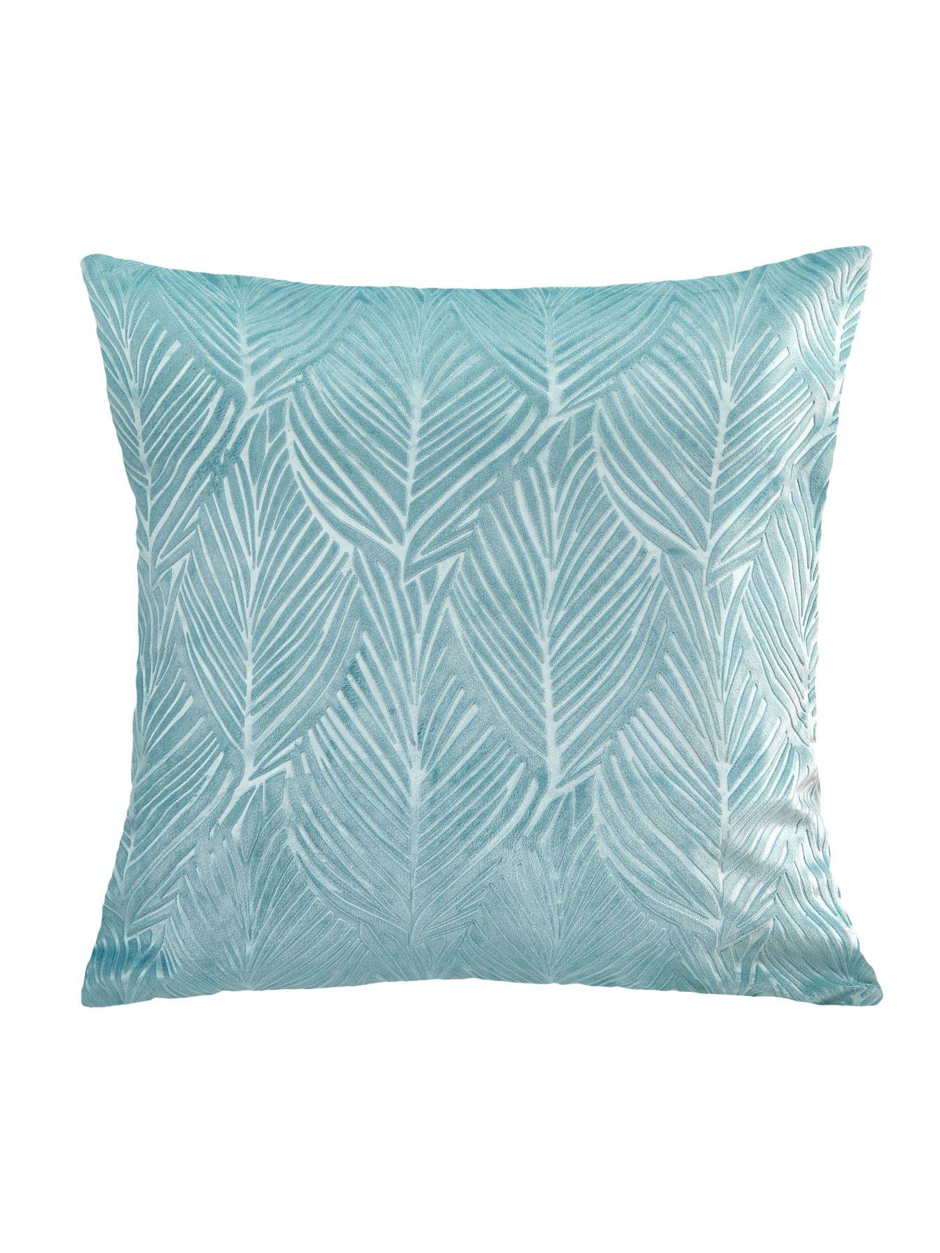 undefined Leaf Embossed Velvet Filled Cushion Pair 43x43cm