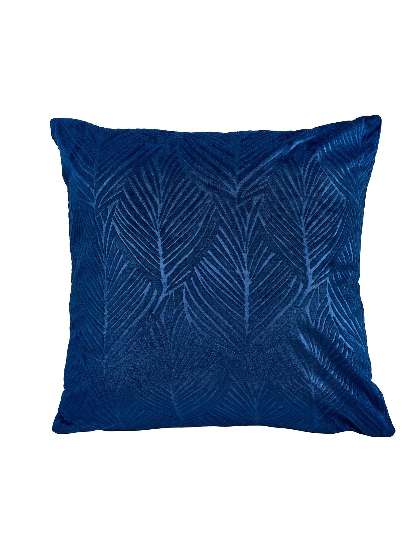 undefined Leaf Embossed Velvet Filled Cushion Pair 43x43cm