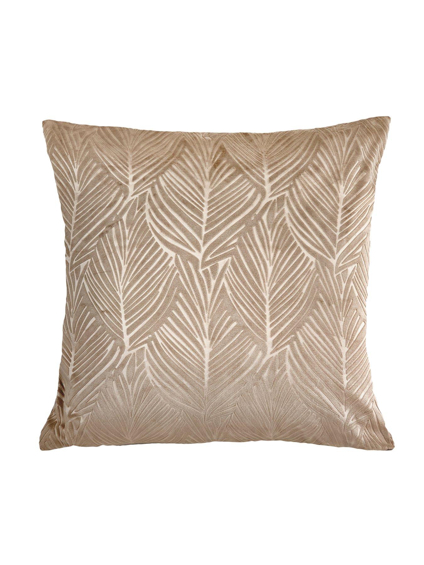 undefined Leaf Embossed Velvet Filled Cushion Pair 43x43cm