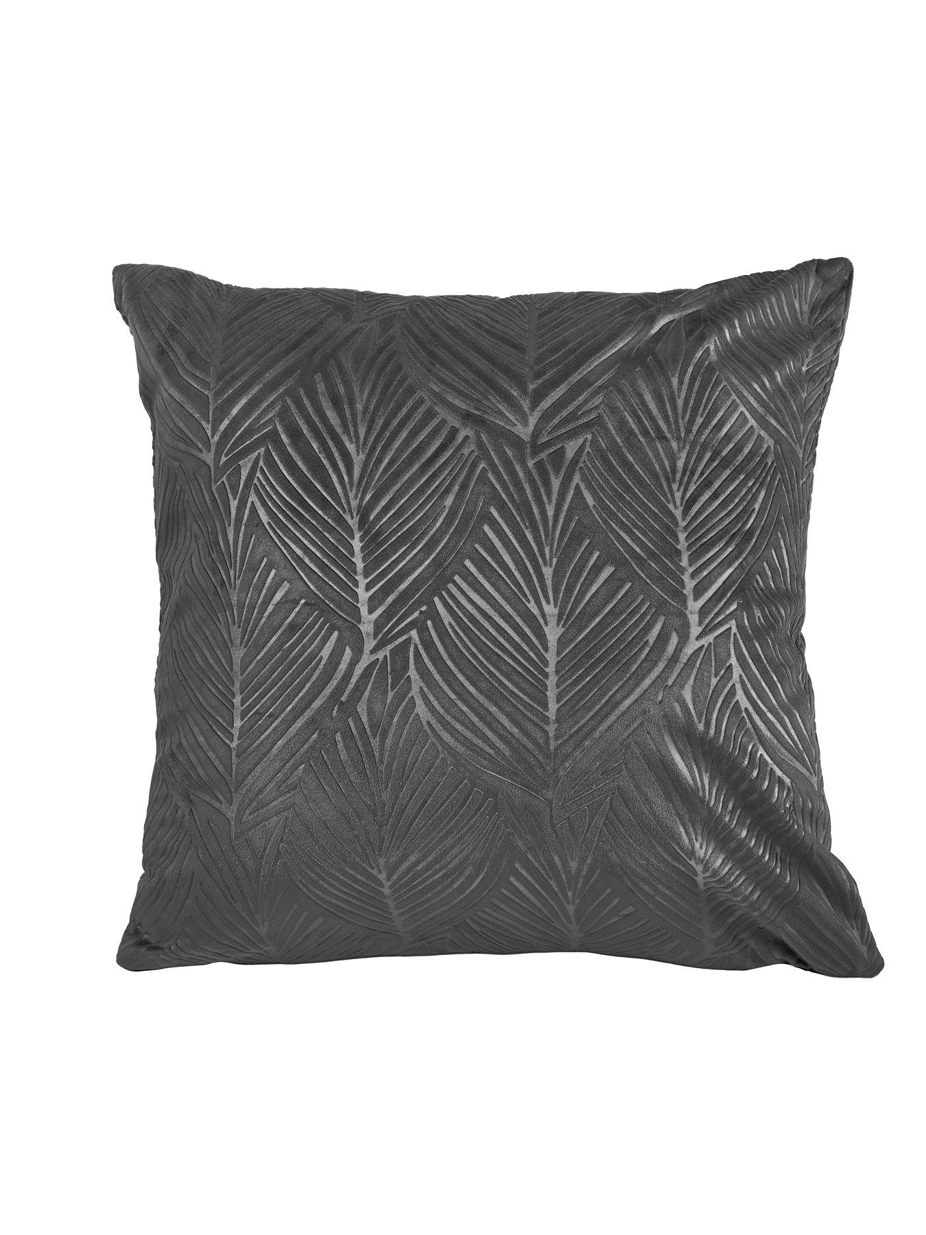 undefined Leaf Embossed Velvet Filled Cushion Pair 43x43cm