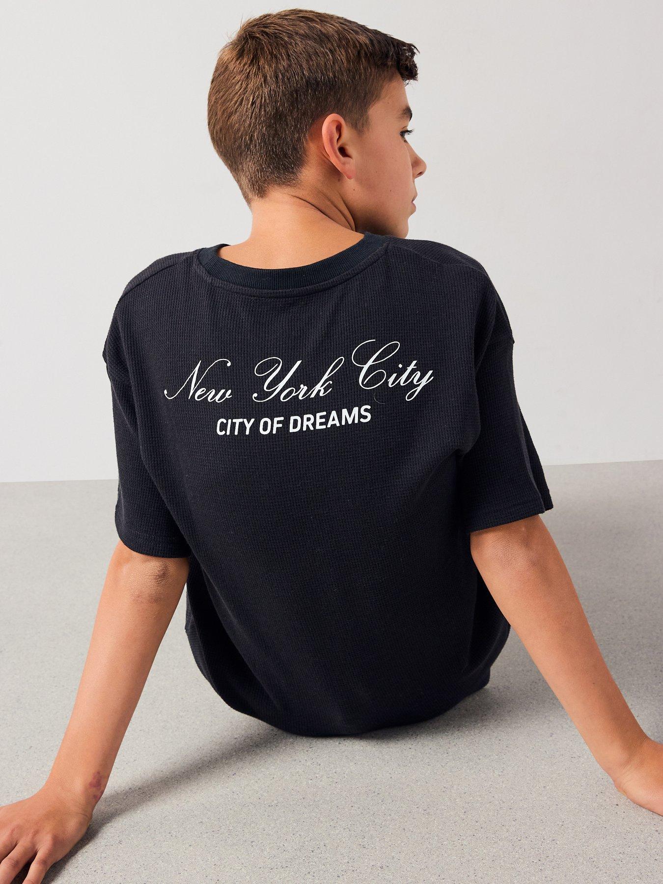 The Very Collection Boys Back Print Textured Short Sleeve T-shirt - Black