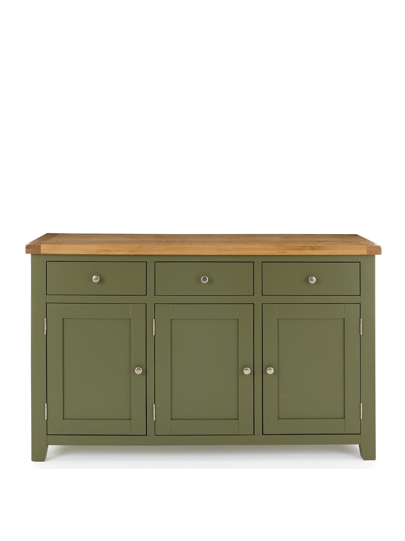 Image 2 of 7 of The Very Collection Hamilton Ready Assembled 3 Door Sideboard&nbsp; &nbsp;Green -&nbsp;contains Solid Wood