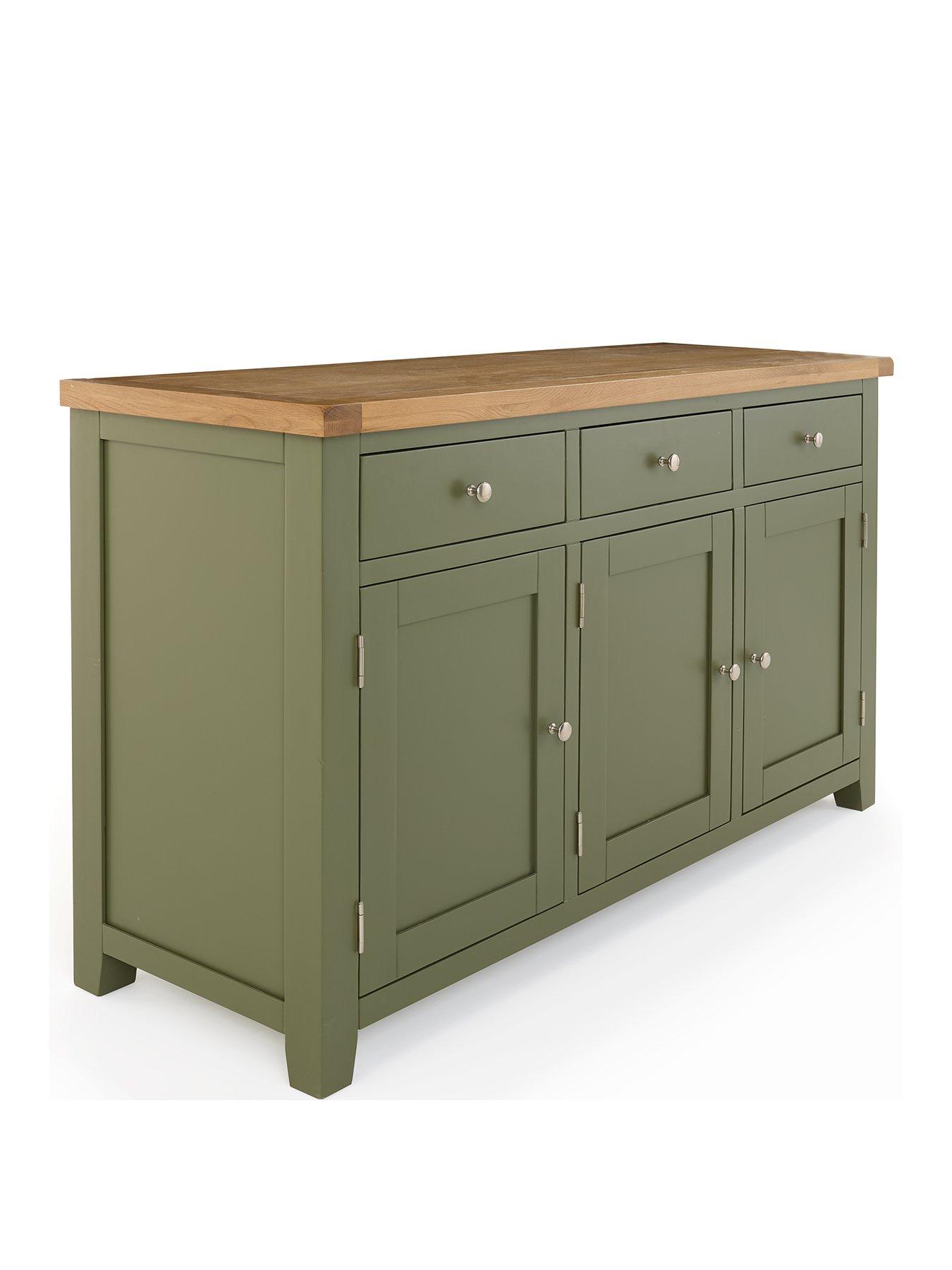 Image 3 of 7 of The Very Collection Hamilton Ready Assembled 3 Door Sideboard&nbsp; &nbsp;Green -&nbsp;contains Solid Wood