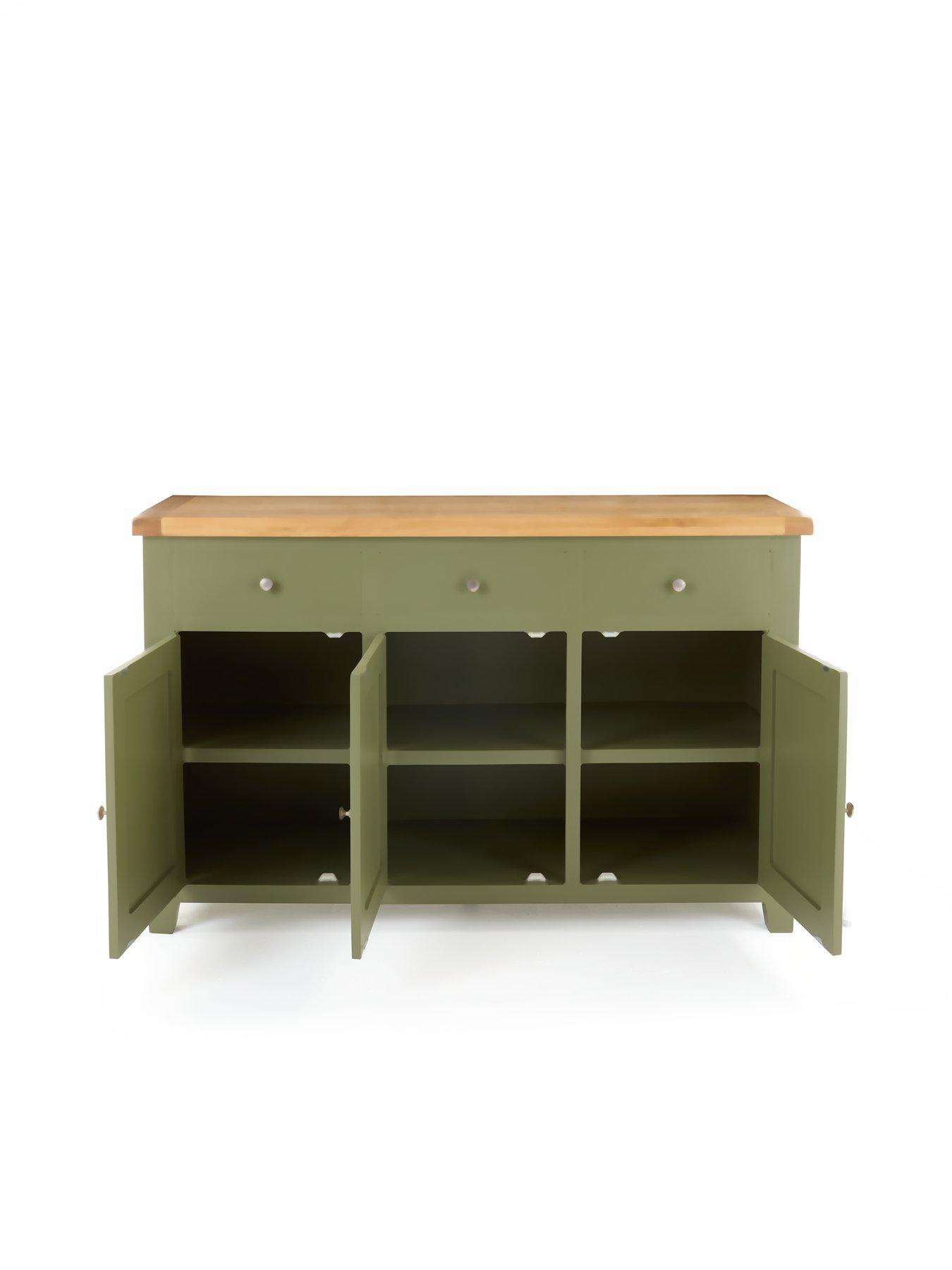 Image 4 of 7 of The Very Collection Hamilton Ready Assembled 3 Door Sideboard&nbsp; &nbsp;Green -&nbsp;contains Solid Wood