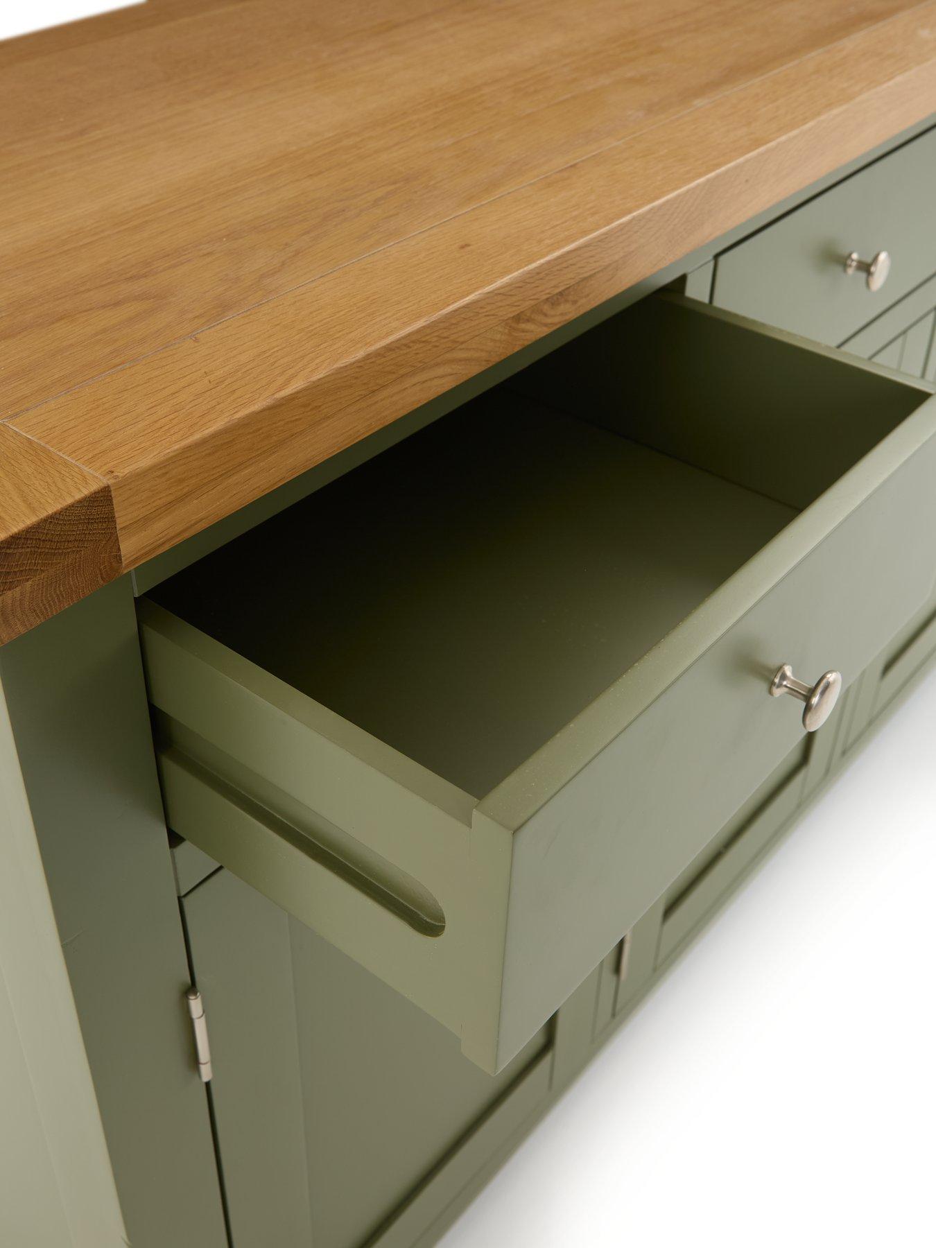 Image 5 of 7 of The Very Collection Hamilton Ready Assembled 3 Door Sideboard&nbsp; &nbsp;Green -&nbsp;contains Solid Wood