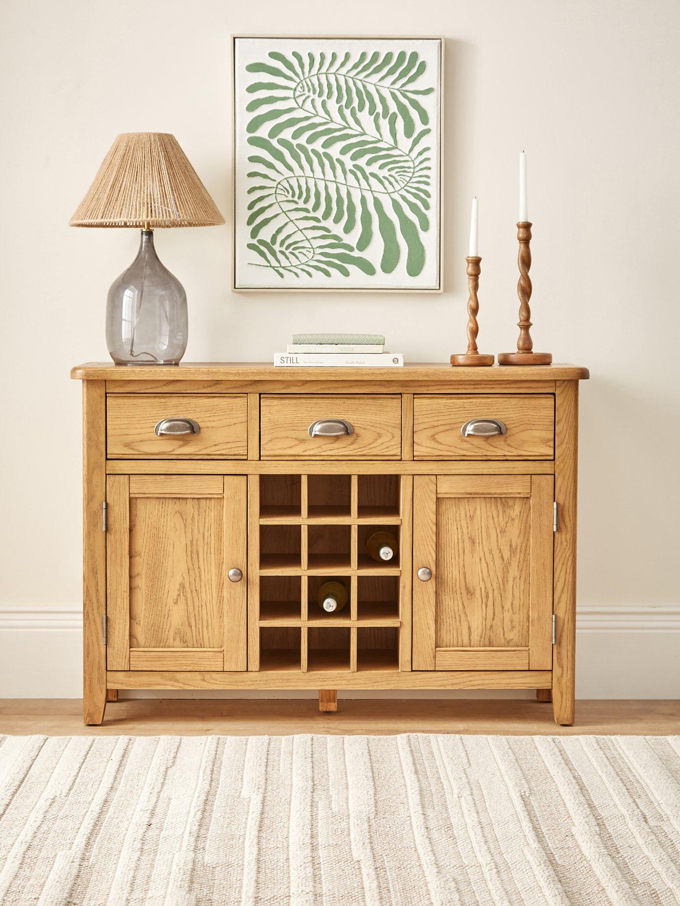 Very Home Woodland Ready Assembled Large Sideboard with Wine Rack - Oak