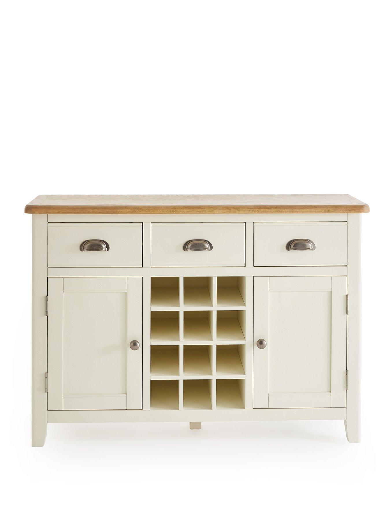 Image 2 of 7 of The Very Collection Woodland Ready Assembled&nbsp;Large Sideboard with Wine Rack&nbsp;- White/Oak