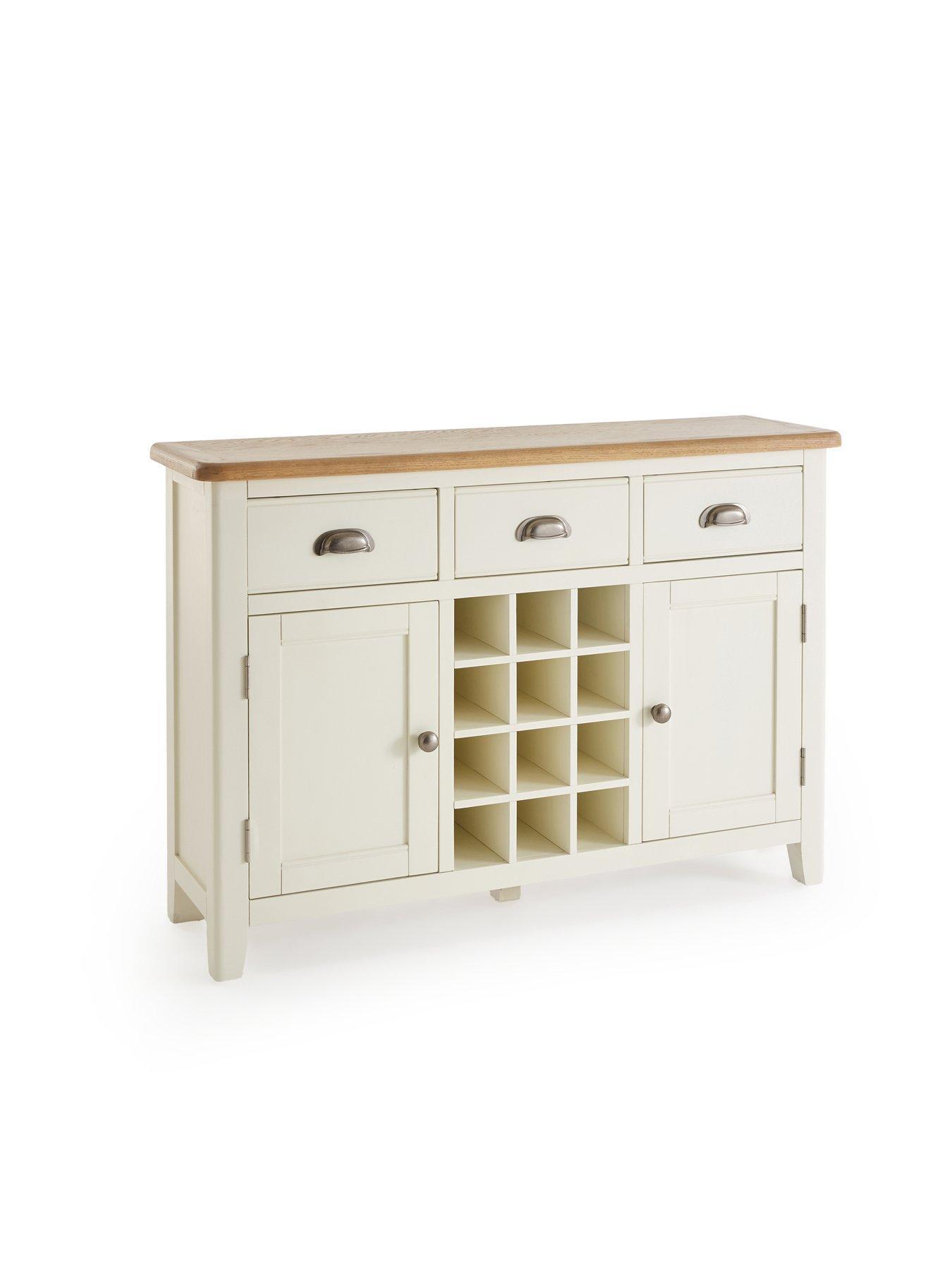 Image 3 of 7 of The Very Collection Woodland Ready Assembled&nbsp;Large Sideboard with Wine Rack&nbsp;- White/Oak