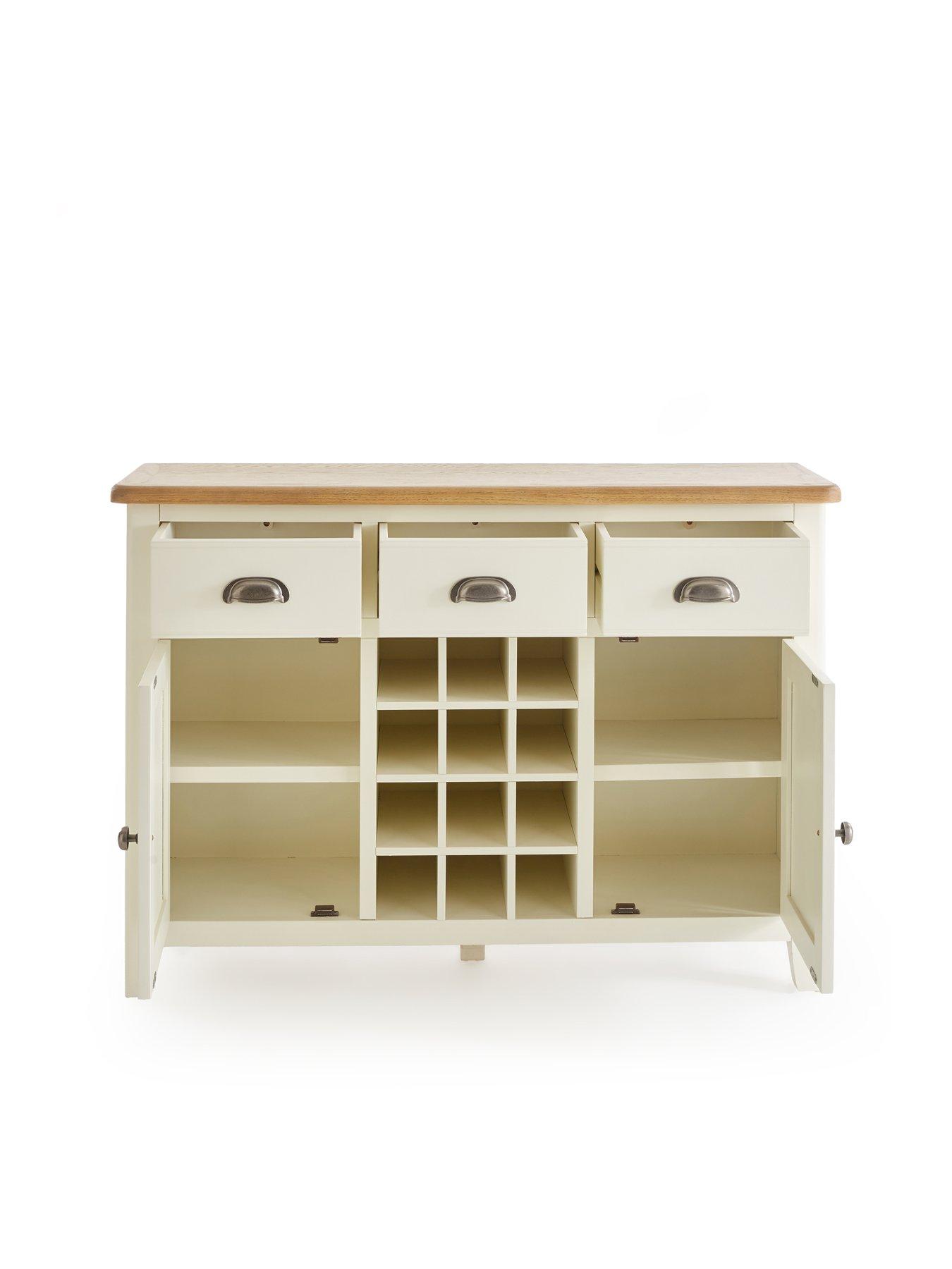 Image 4 of 7 of The Very Collection Woodland Ready Assembled&nbsp;Large Sideboard with Wine Rack&nbsp;- White/Oak