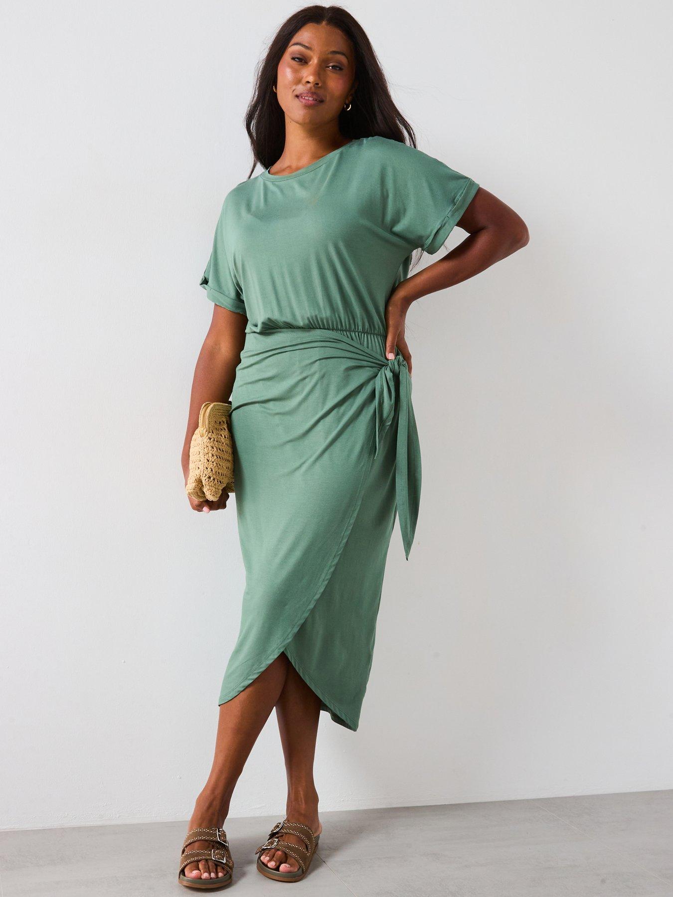 undefined Wrap Skirt T-Shirt Dress - Green