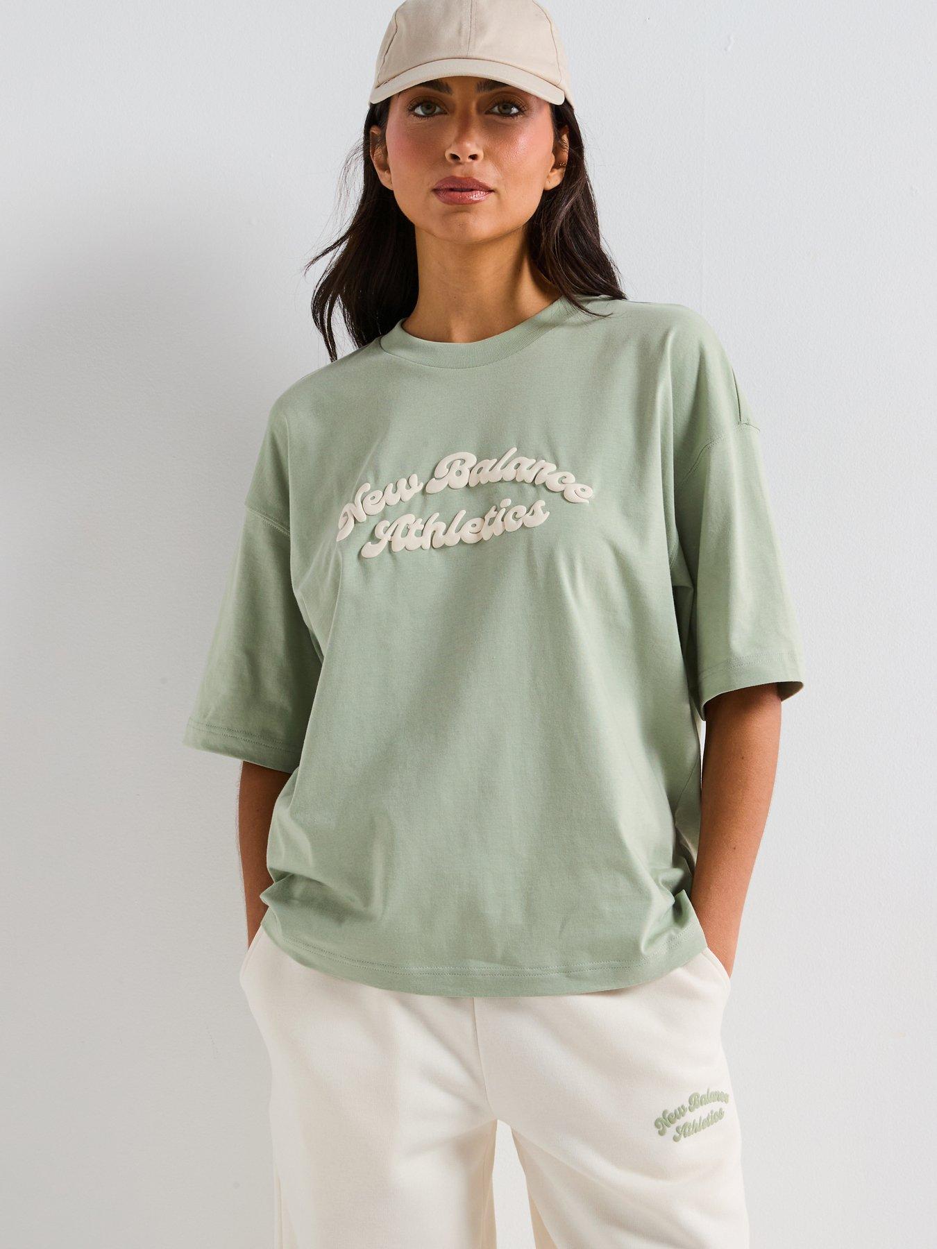 New Balance Womens Linear Heritage Oversized T-Shirt - Green
