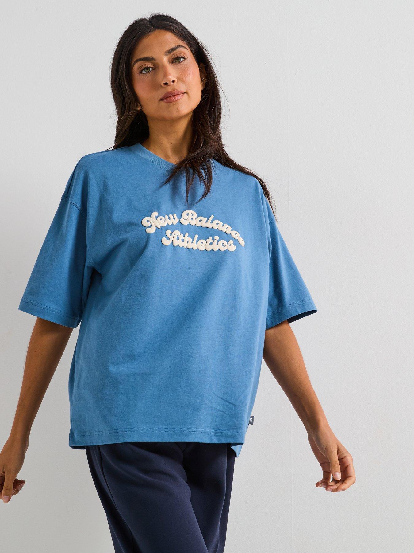 New Balance Womens Linear Heritage Oversized T-shirt -blue
