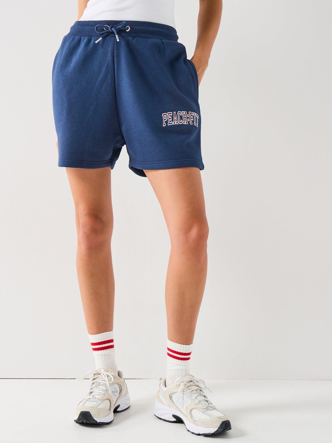 Peach Fit Womens Retro Shorts - Navy