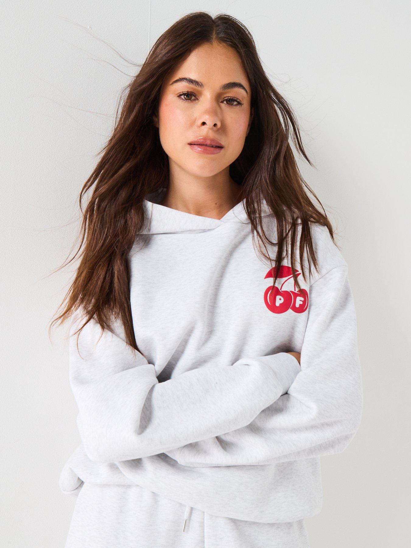 undefined Womens Cherry Oversized Hoody - Grey