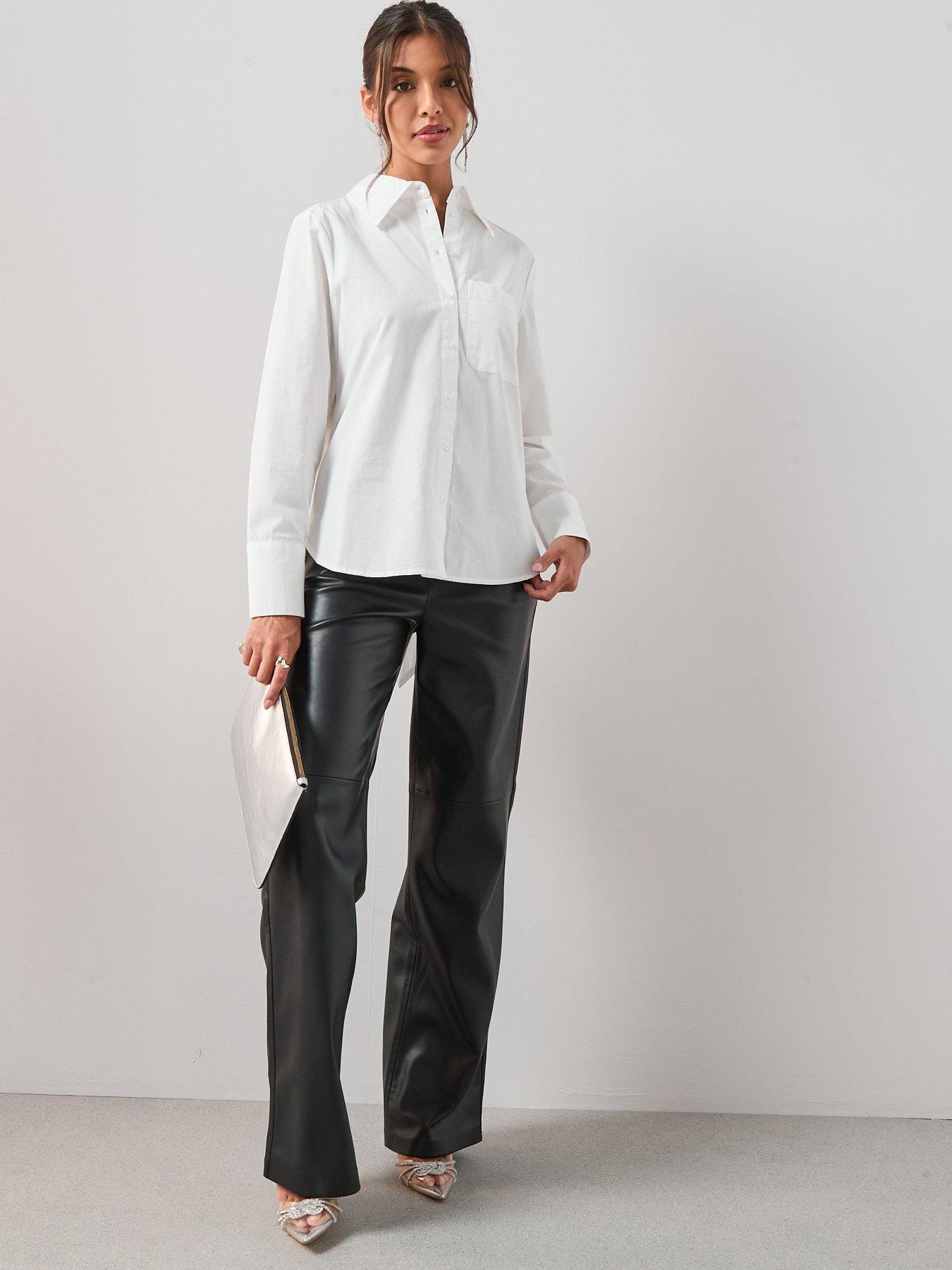 Image 4 of 5 of V by Very Bow Detail White Longline Shirt - White