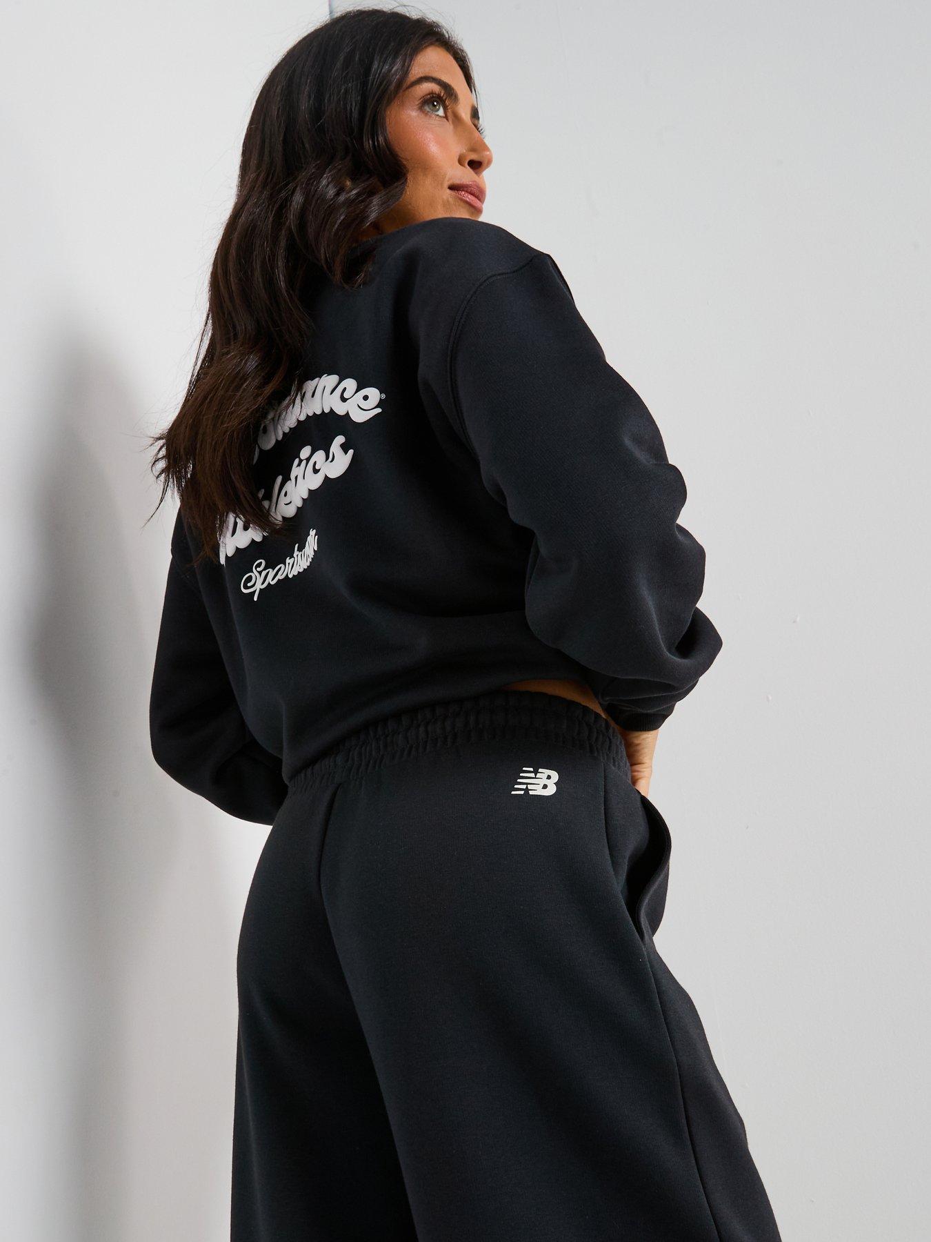 Image 2 of 6 of New Balance Womens Heritage Fleece Wide Leg Pant - Black