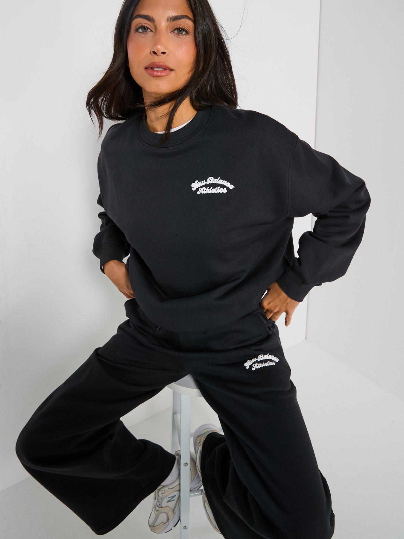 Image 6 of 6 of New Balance Womens Heritage Fleece Wide Leg Pant - Black