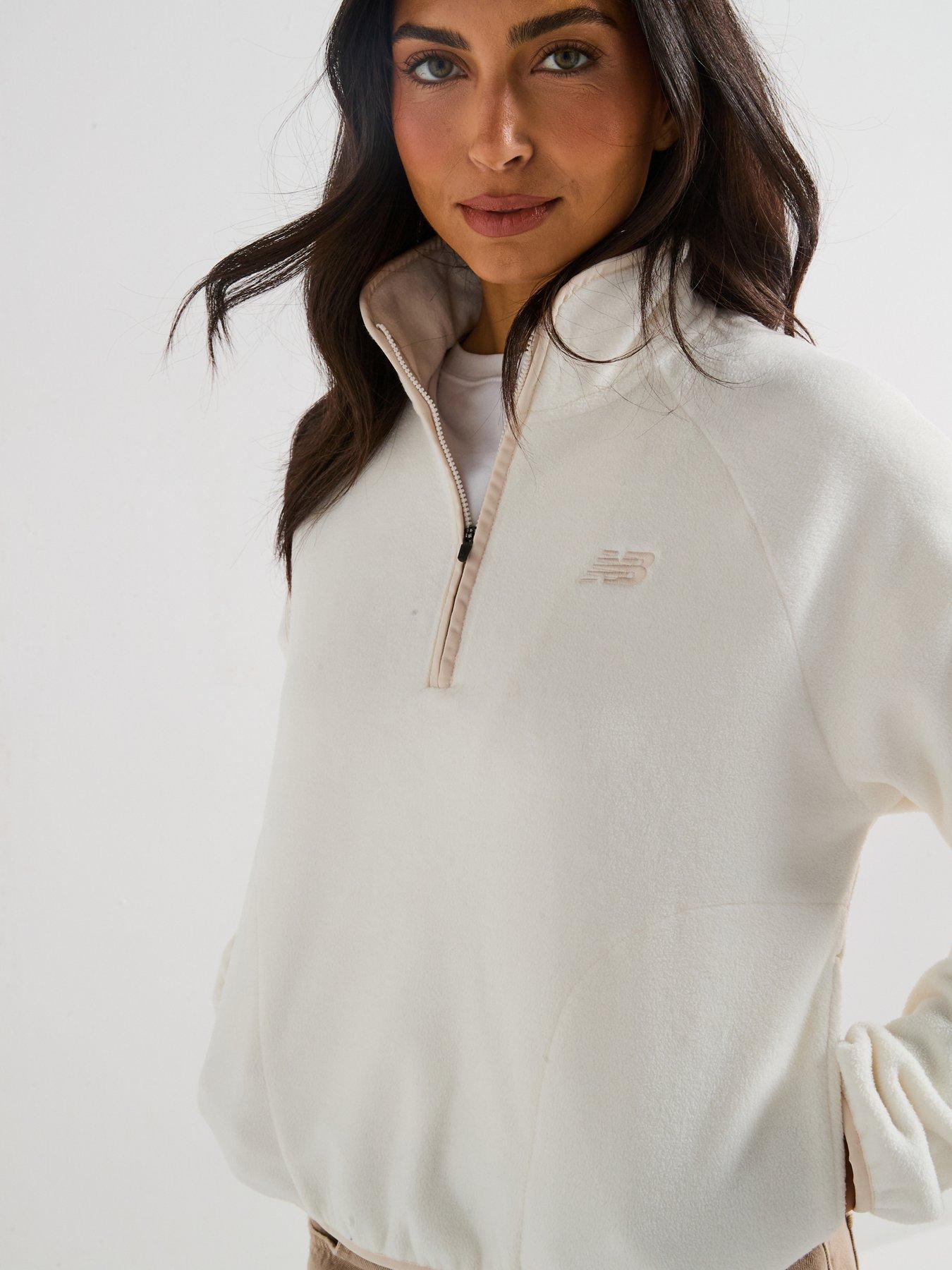 Image 1 of 6 of New Balance Womens Polar Fleece 1/2 Zip- Beige