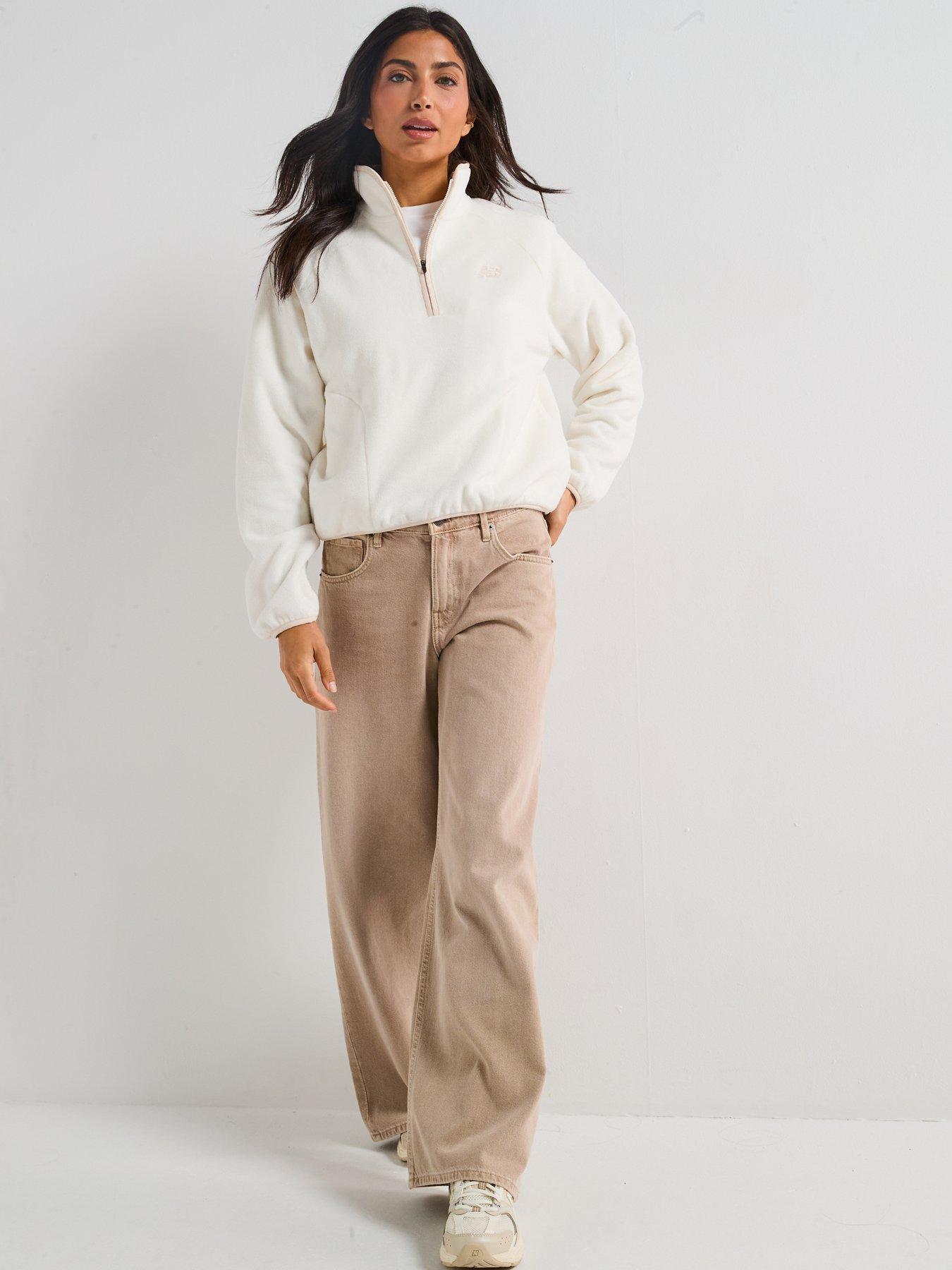 Image 3 of 6 of New Balance Womens Polar Fleece 1/2 Zip- Beige