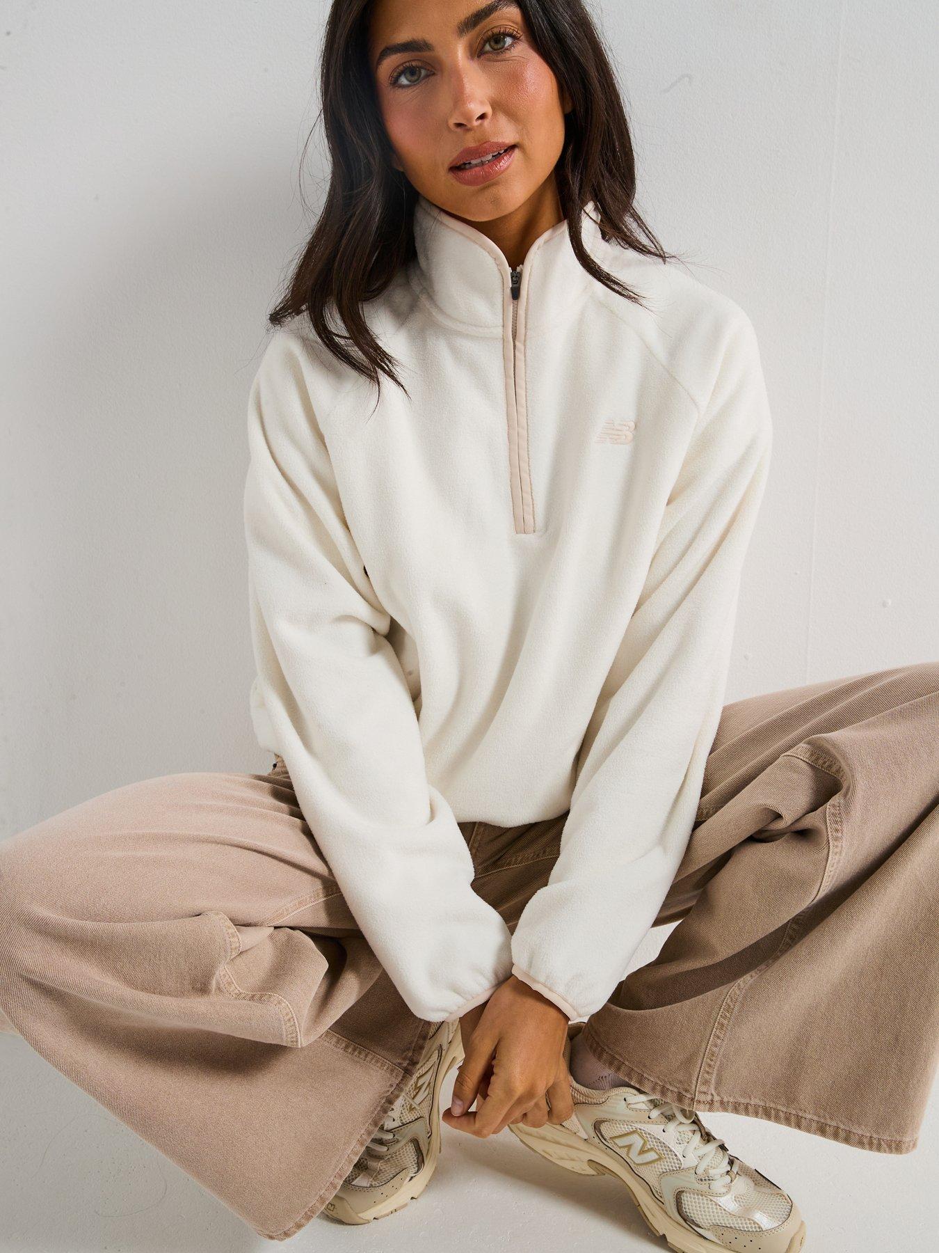Image 5 of 6 of New Balance Womens Polar Fleece 1/2 Zip- Beige