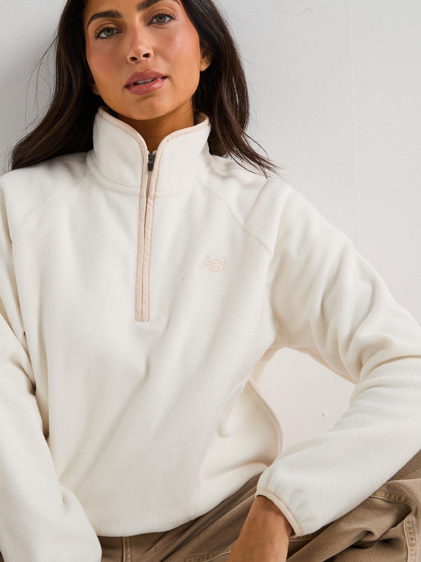 Image 6 of 6 of New Balance Womens Polar Fleece 1/2 Zip- Beige