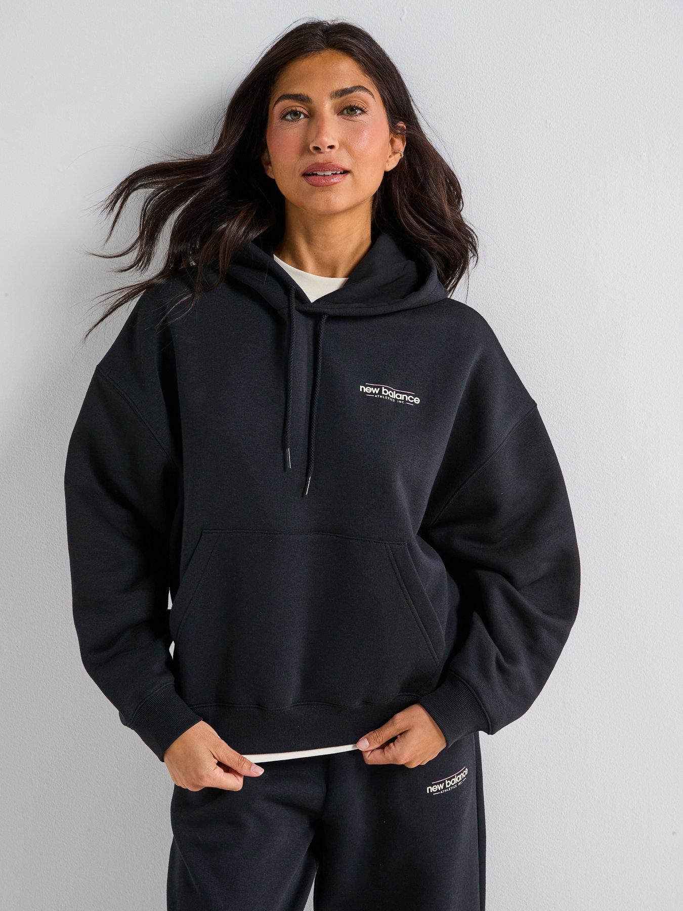 New Balance Womens Reimagined Fleece Oversized Hoodie - Black